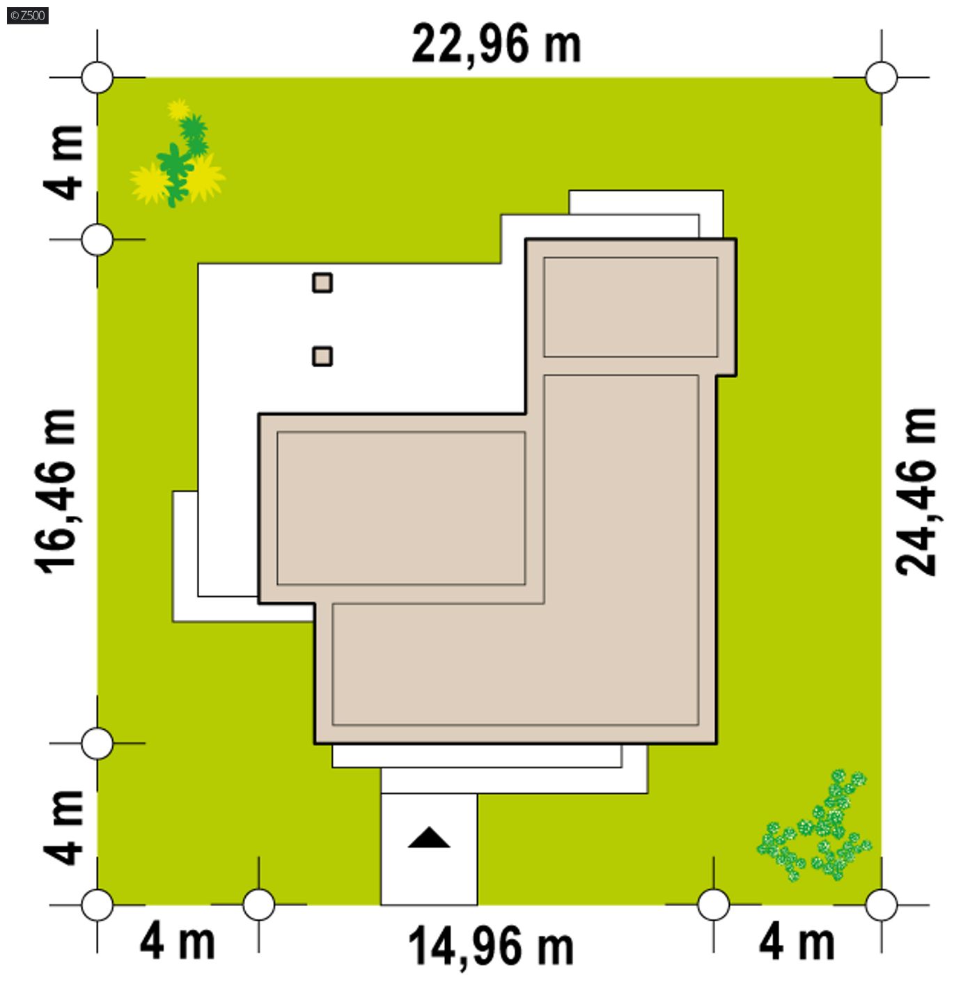 Home project  - Nowoczesna parterówka z 4 sypialniami, częścią dzienną od ogrodu i zadaszonym ta
