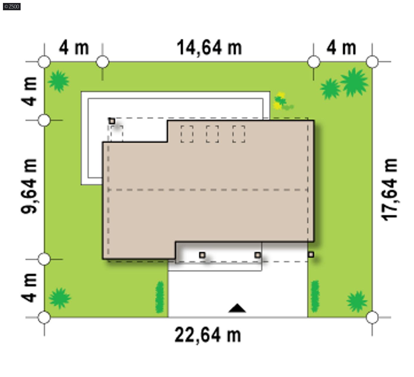 Gotowy projekt domu  - Współczesny dom z garażem, dwuspadowym dachem i apartamentem na poddaszu