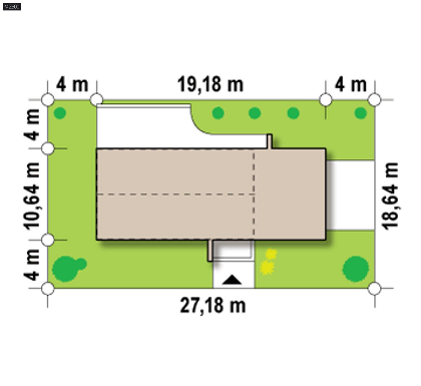 Home project  - Oryginalny design, podłużny rzut z bocznym wejściem, taras nad garażem.