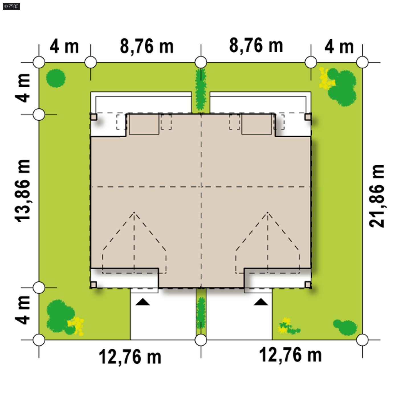 Gotowy projekt domu  - Z garażem, z możliwością zabudowy bliźniaczej lub szeregowej.