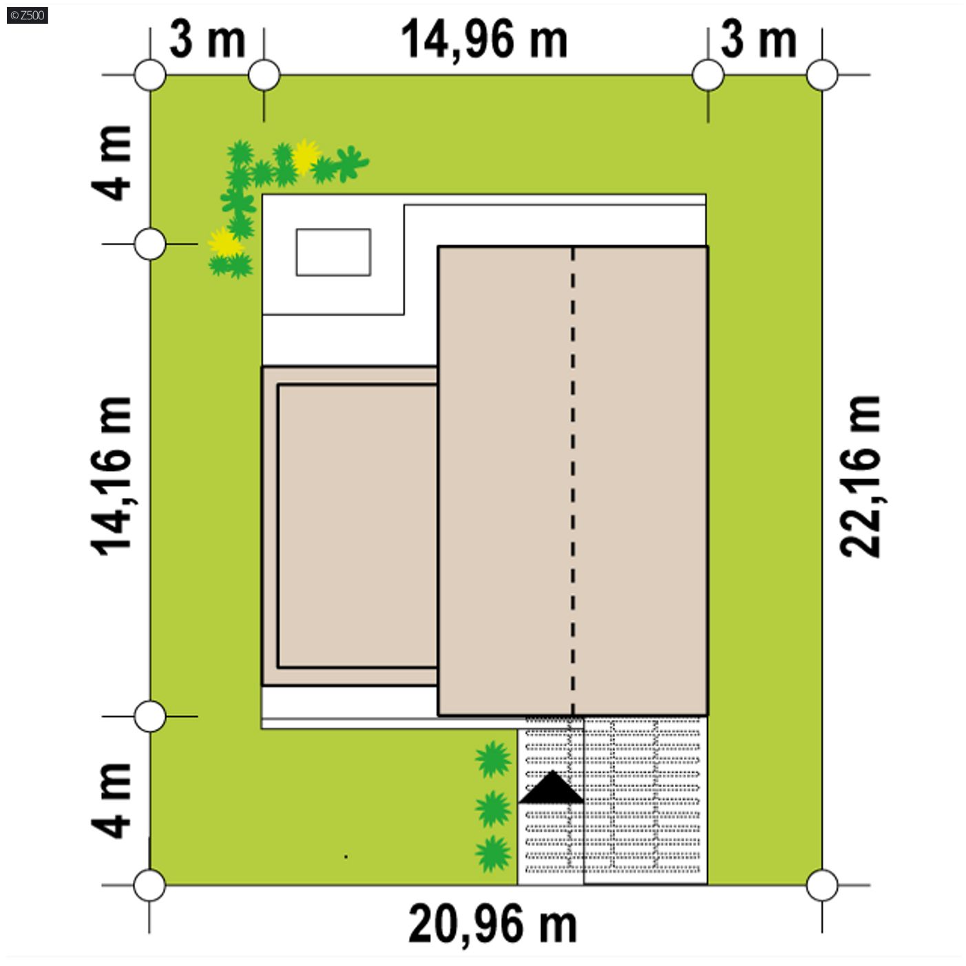 Home project  - Dom z przestronnym salonem, antresolą, wydzieloną sypialnią i wiatą