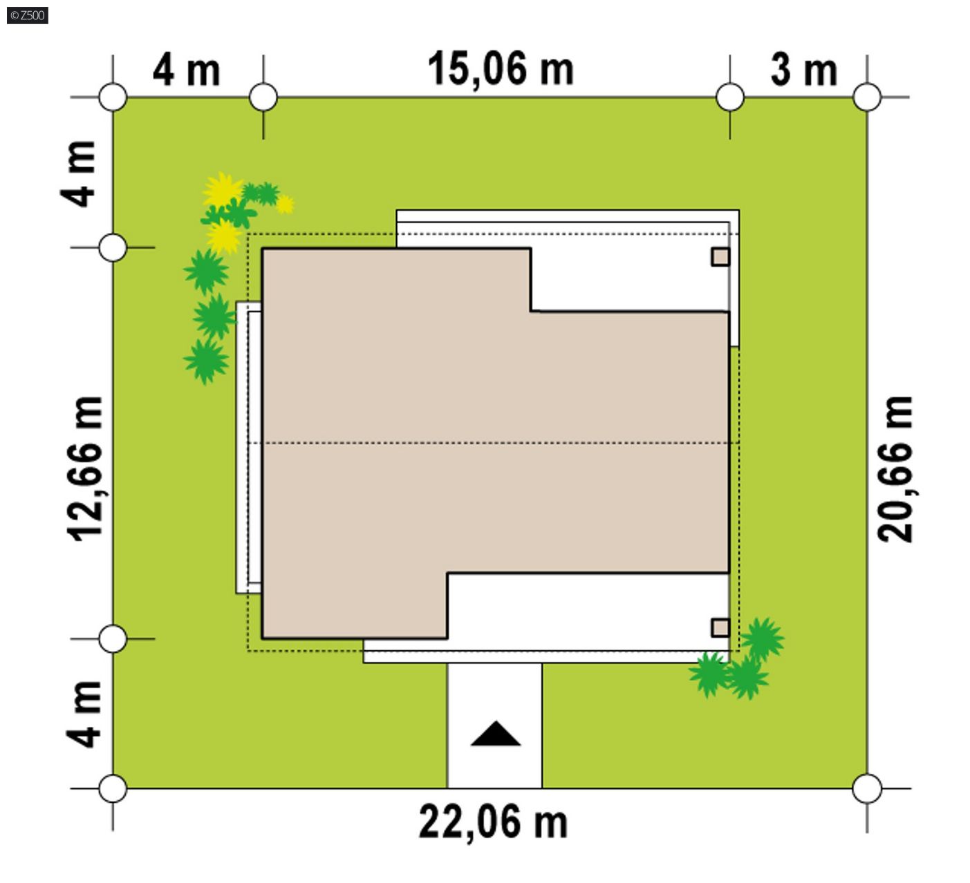 Mājas projekts  - Dom o powierzchni 126 m2 z dachem dwuspadowym, 4 pokojami oraz dużym salonem