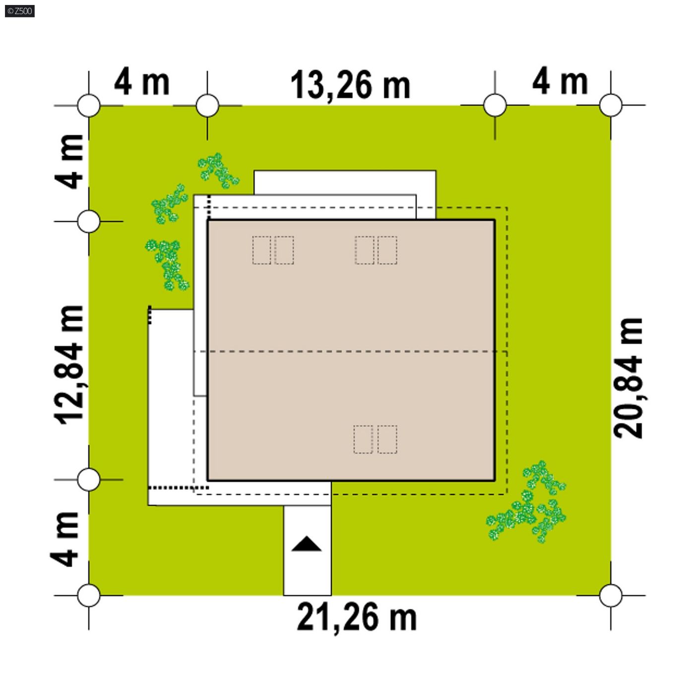 Mājas projekts  - Parterowy dom o powierzchni 110m2, 3 sypialniami oraz z opcją poddasza.