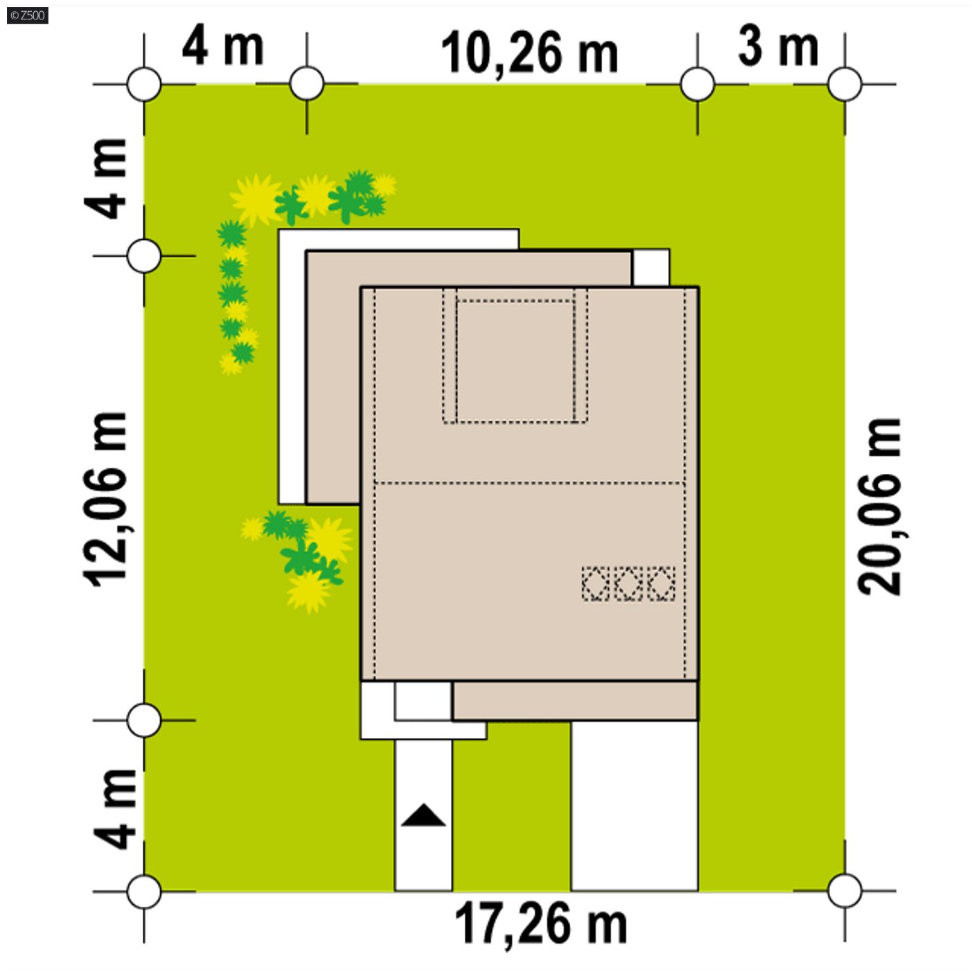 Gotowy projekt domu  - Dom do zabudowy bliźniaczej o powierzchni ok 100m2 z lukarną od strony ogrodu.