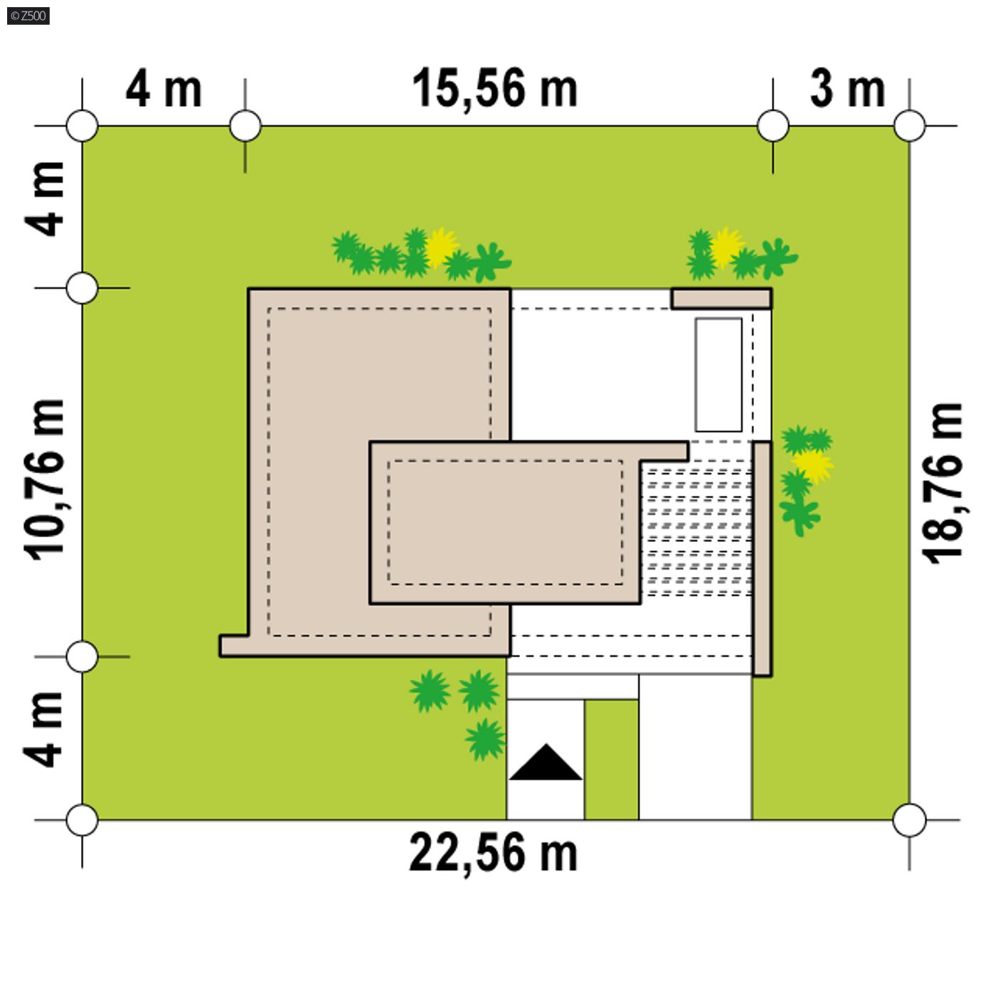 Gotowy projekt domu  - Nowoczesny, parterowy dom o niewielkiej powierzchni z przestronnym tarasem.