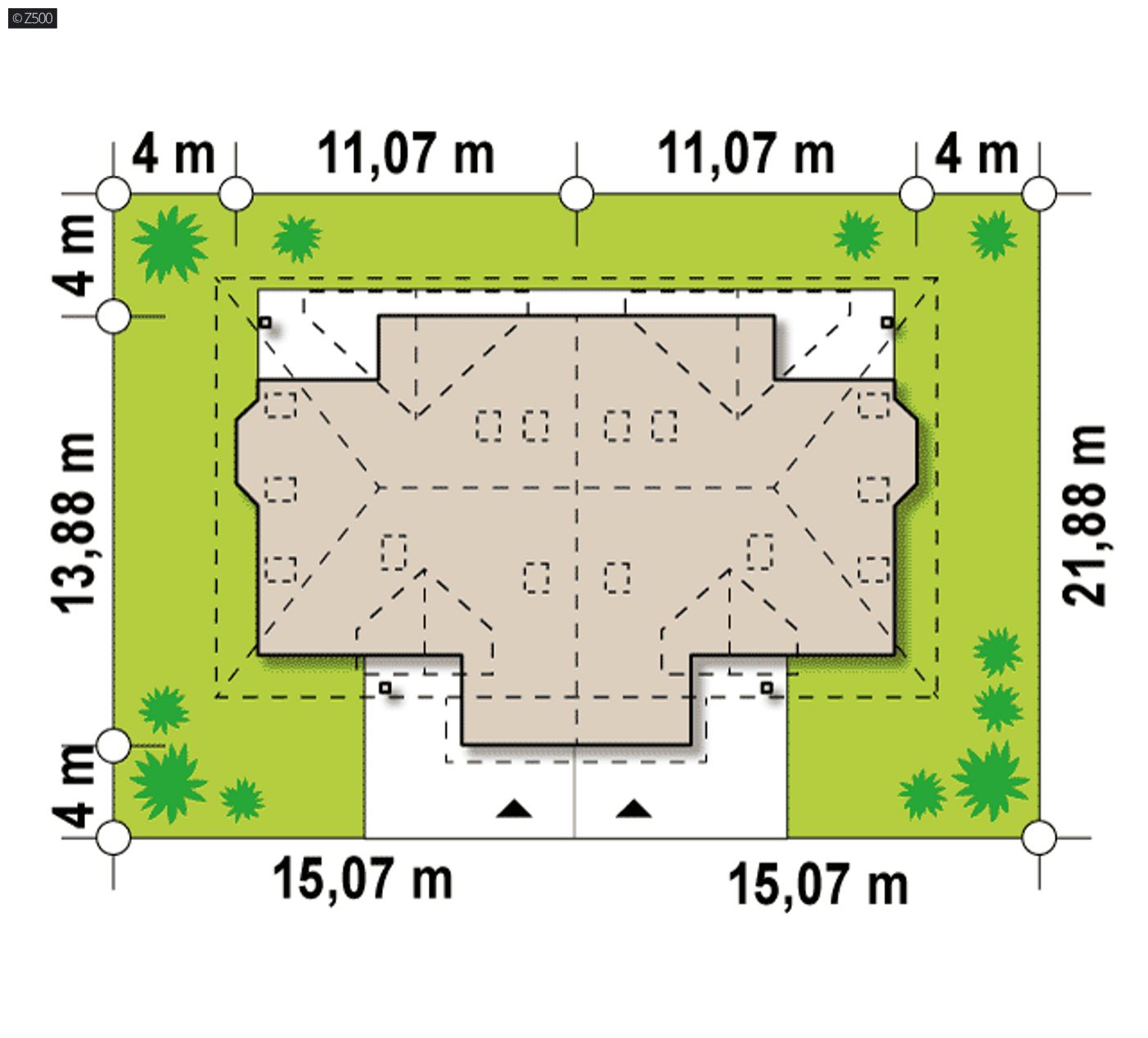 Home project  - Projekt domu bliźniaka z garażem, użytkowym poddaszem i dodatkowym strychem.