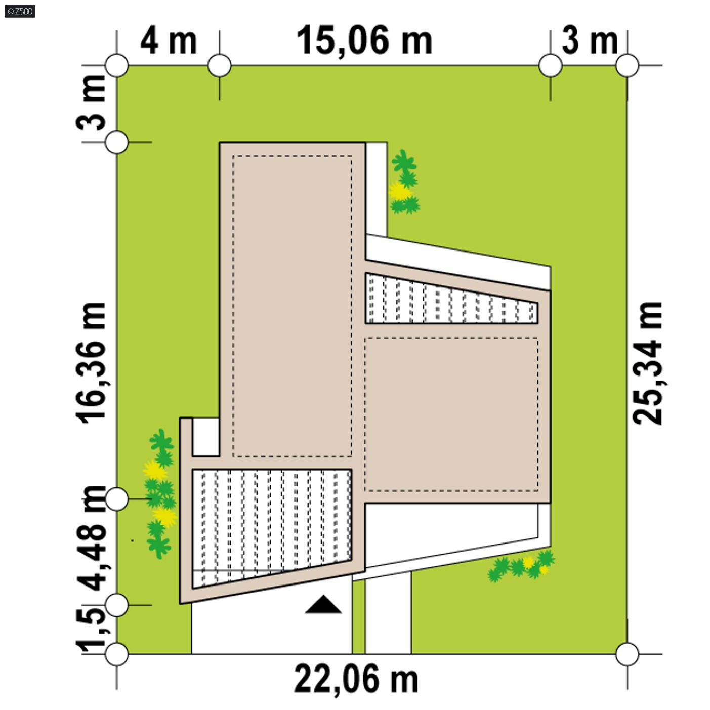 Gotowy projekt domu  - Nowoczesny parterowy dom z dużymi przeszkleniami i wiatą na 2 samochody.