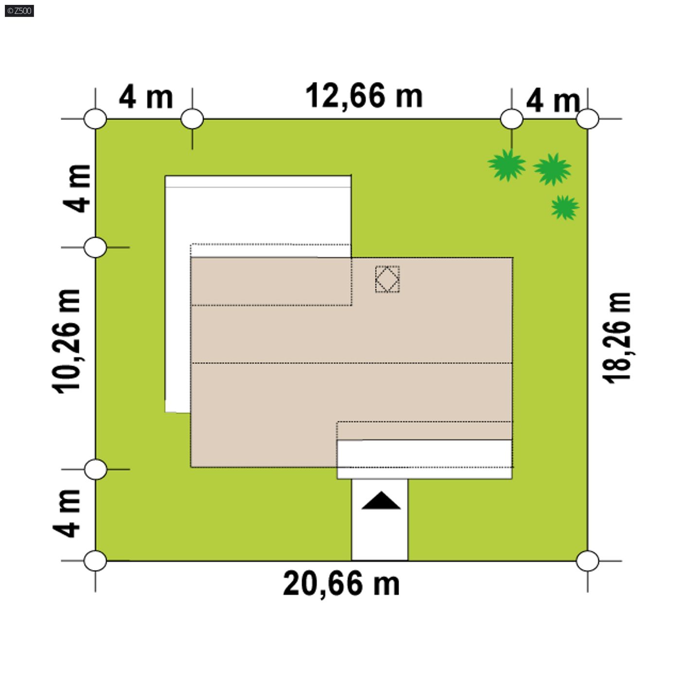 Gotowy projekt domu  - Dom z poddaszem użytkowym, nowoczesną lukarną, garażem i schowkiem na rowery.