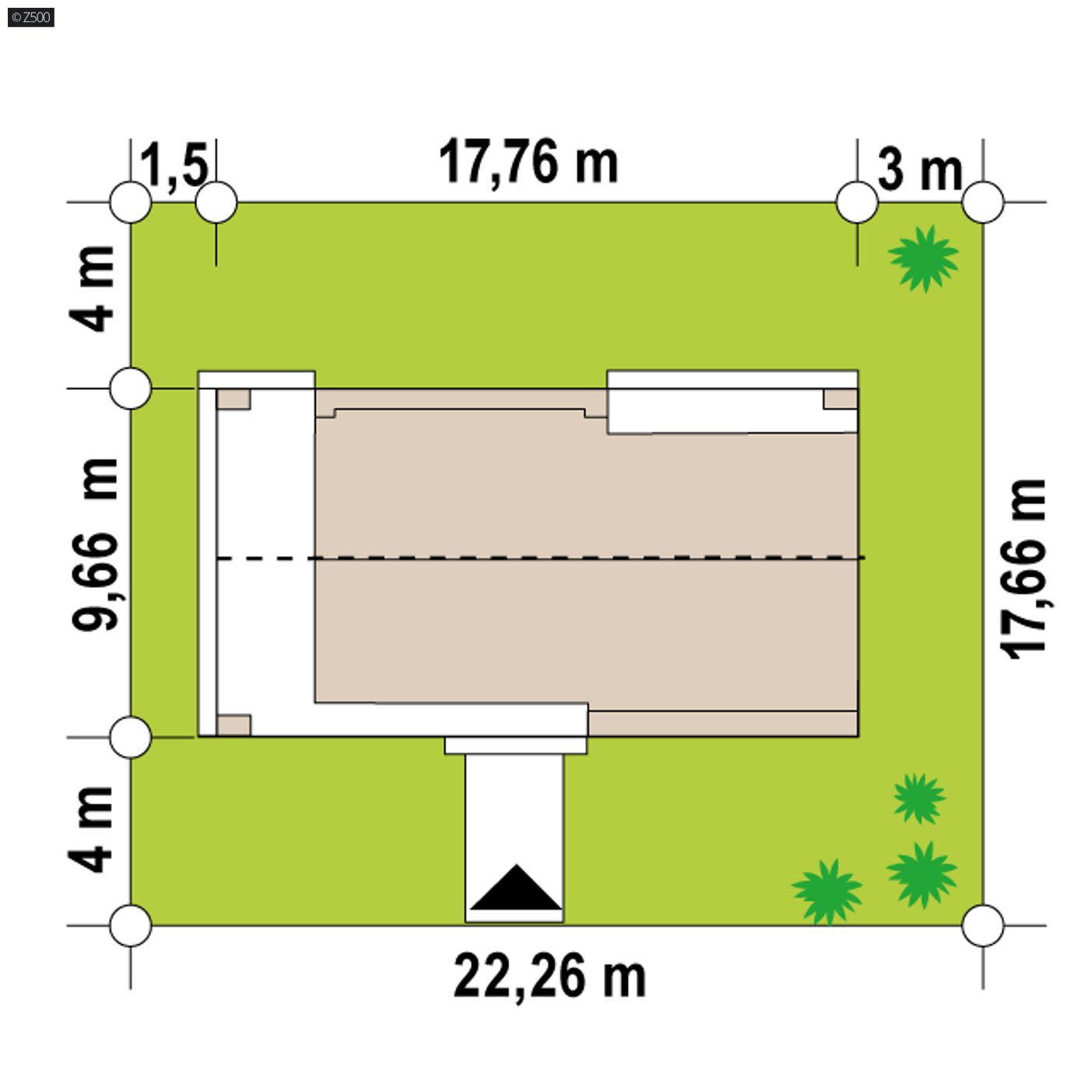 Gotowy projekt domu  - Parterowy dom z nowoczesnym dachem dwuspadowym i zadaszonym tarasem.