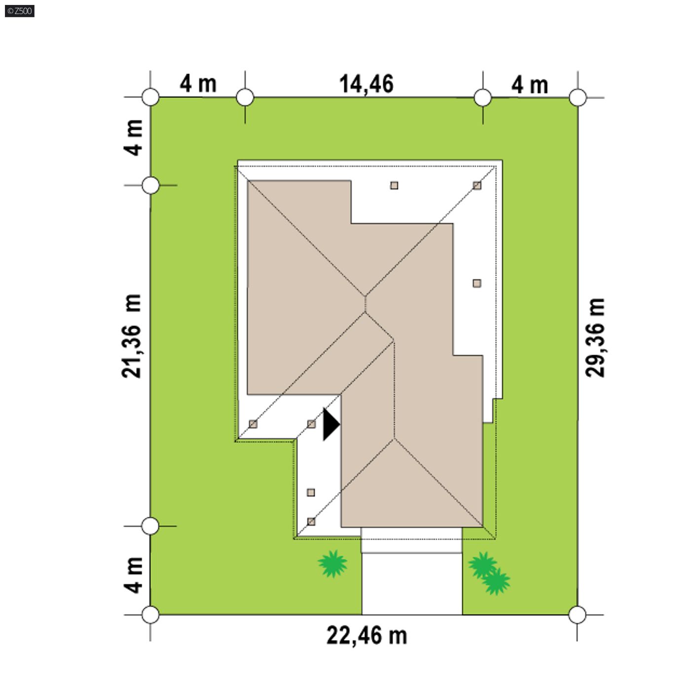 Gotowy projekt domu  - Parterowy dom z 3 sypialniami, gabinetem oraz zadaszonym dużym tarasem.