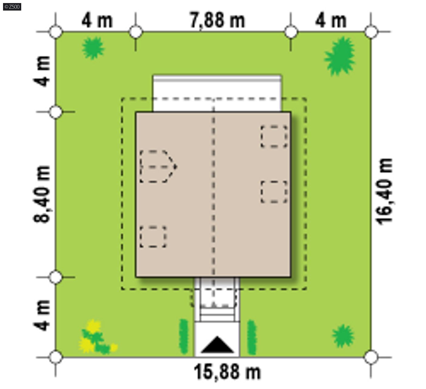 Home project  - szkielet w odbiciu lustrzanym, z kominkiem na tarasie