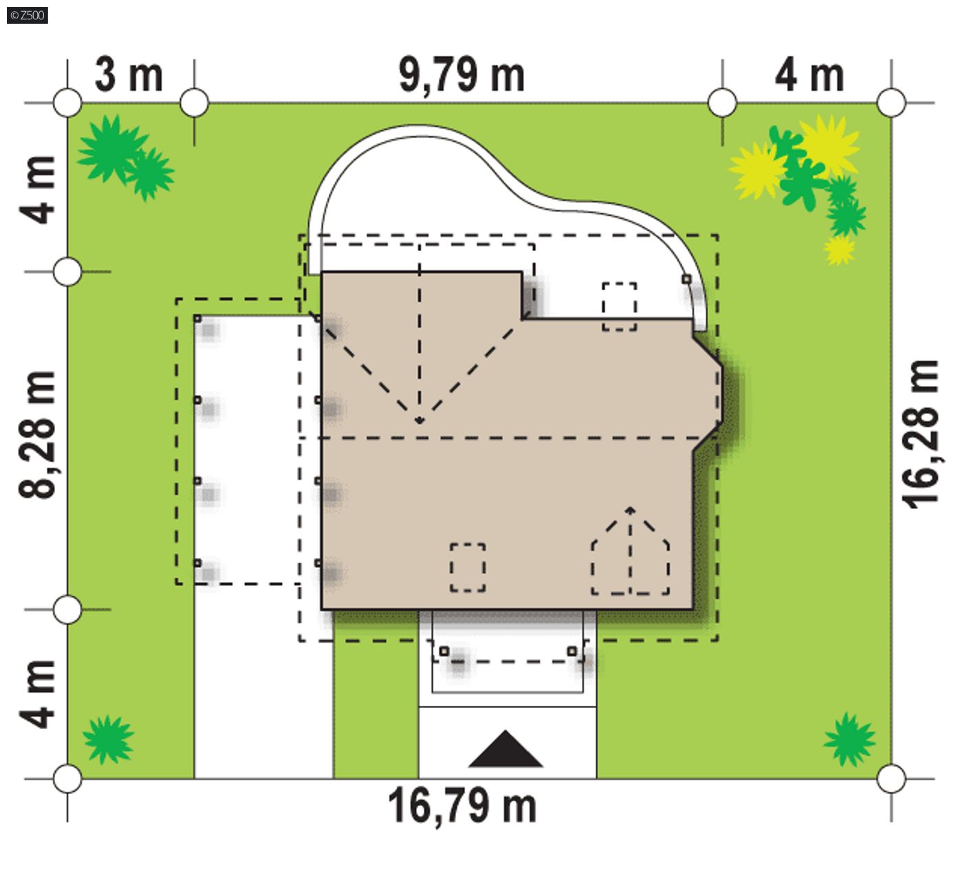 Home project  - szkielet, lustro, z wiatą i wykuszem