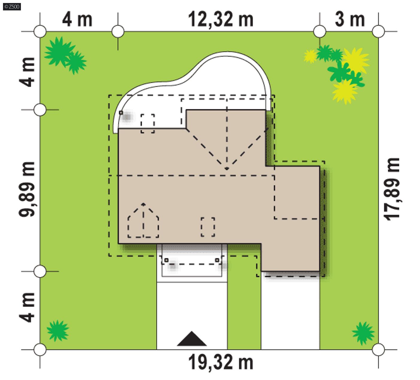 Home project  - technologia z bala, z garażem po prawej 