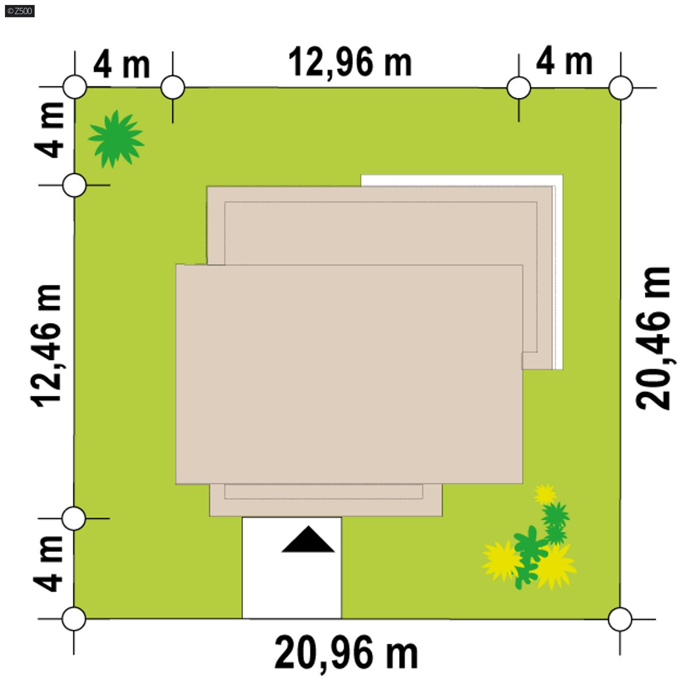 Home project  - Parterowy nowoczesny dom z 4 pokojami z salonem oraz zadaszonym tarasem.