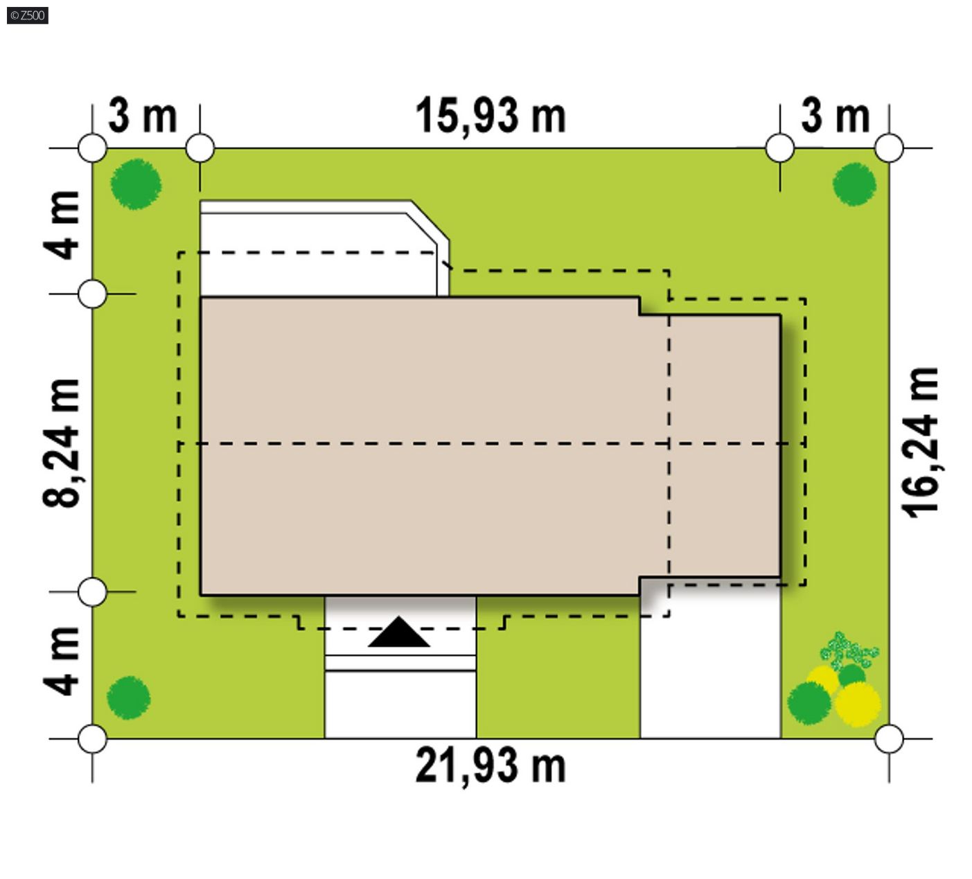 Mājas projekts  - Gatavs vienstāvu mājas projekts - Z454 GP Real Green