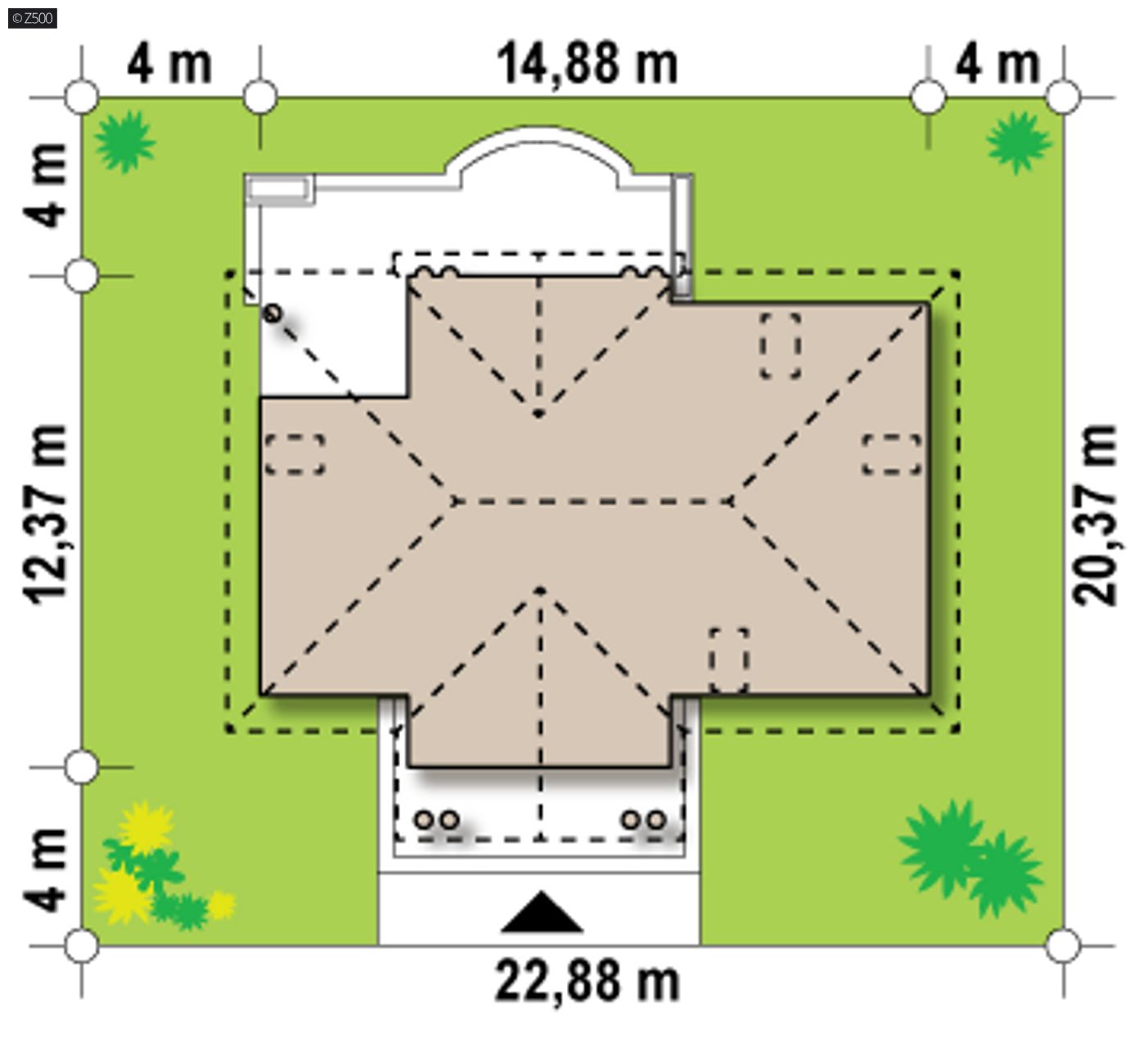 Home project  - powiększony front, z kątem dachu 40°