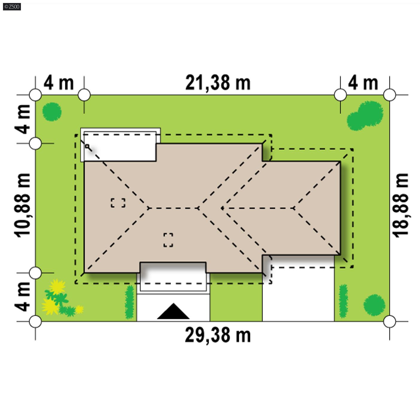 Home project  - Projekt domu parterowego z przestronnym salonem i garażem dwustanowiskowym.