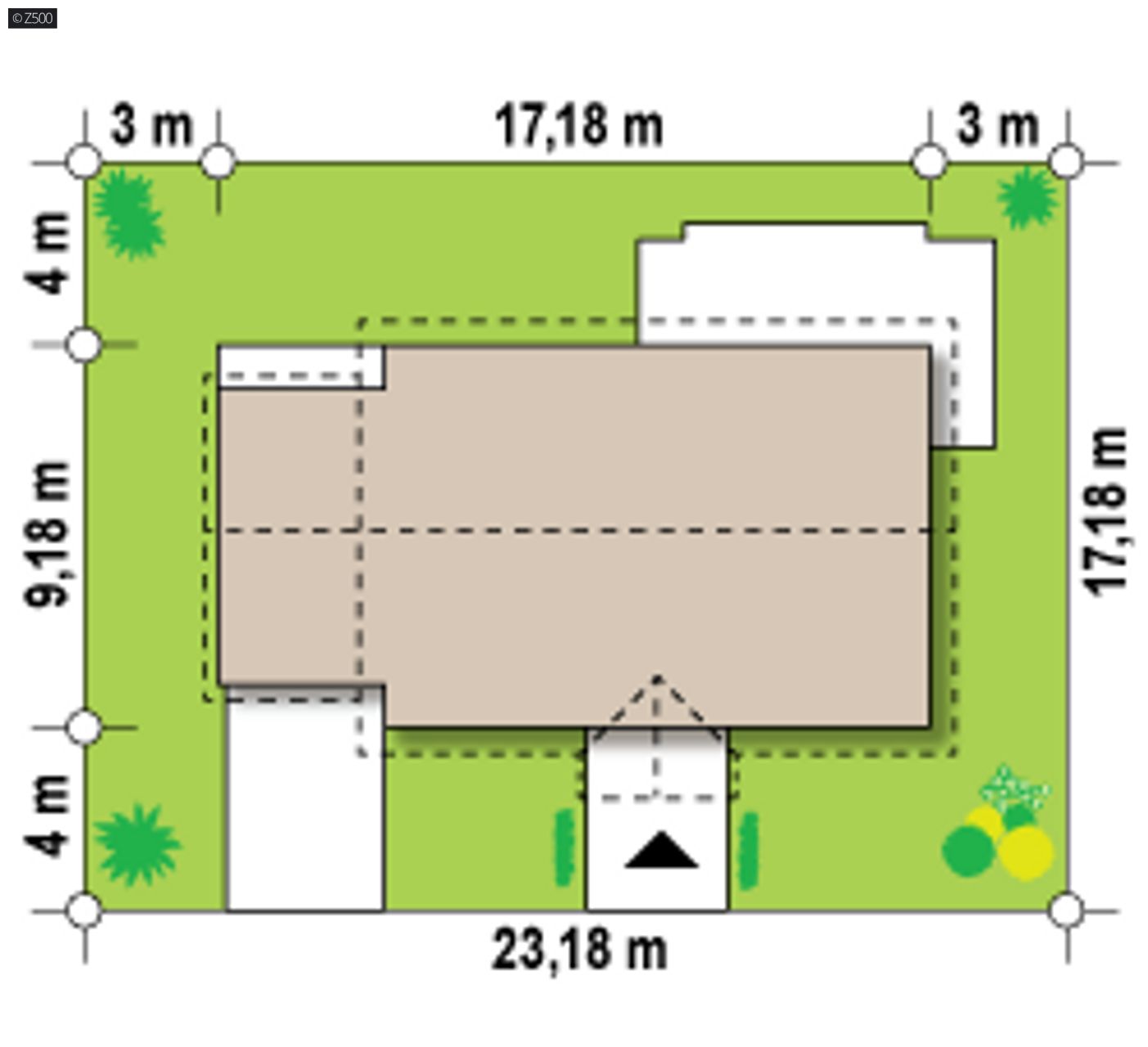 Home project  - z garażem bocznym, z dwoma kominami 