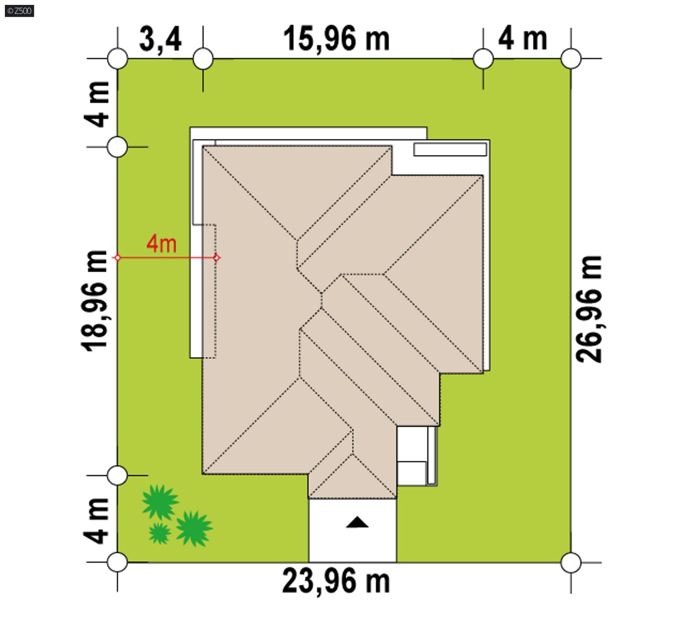 Gotowy projekt domu  - Dom parterowy, z garażem 2stanowiskowym kuchnia od ogrodu i bocznym salonem.
