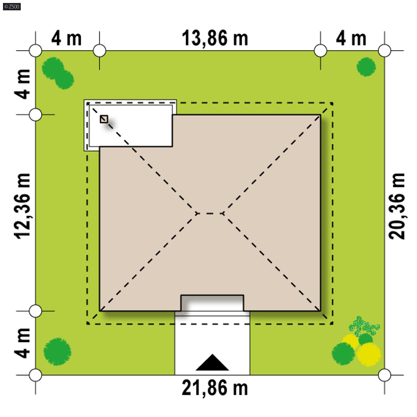 Gotowy projekt domu  - Parterowy dom z czterema pokojami