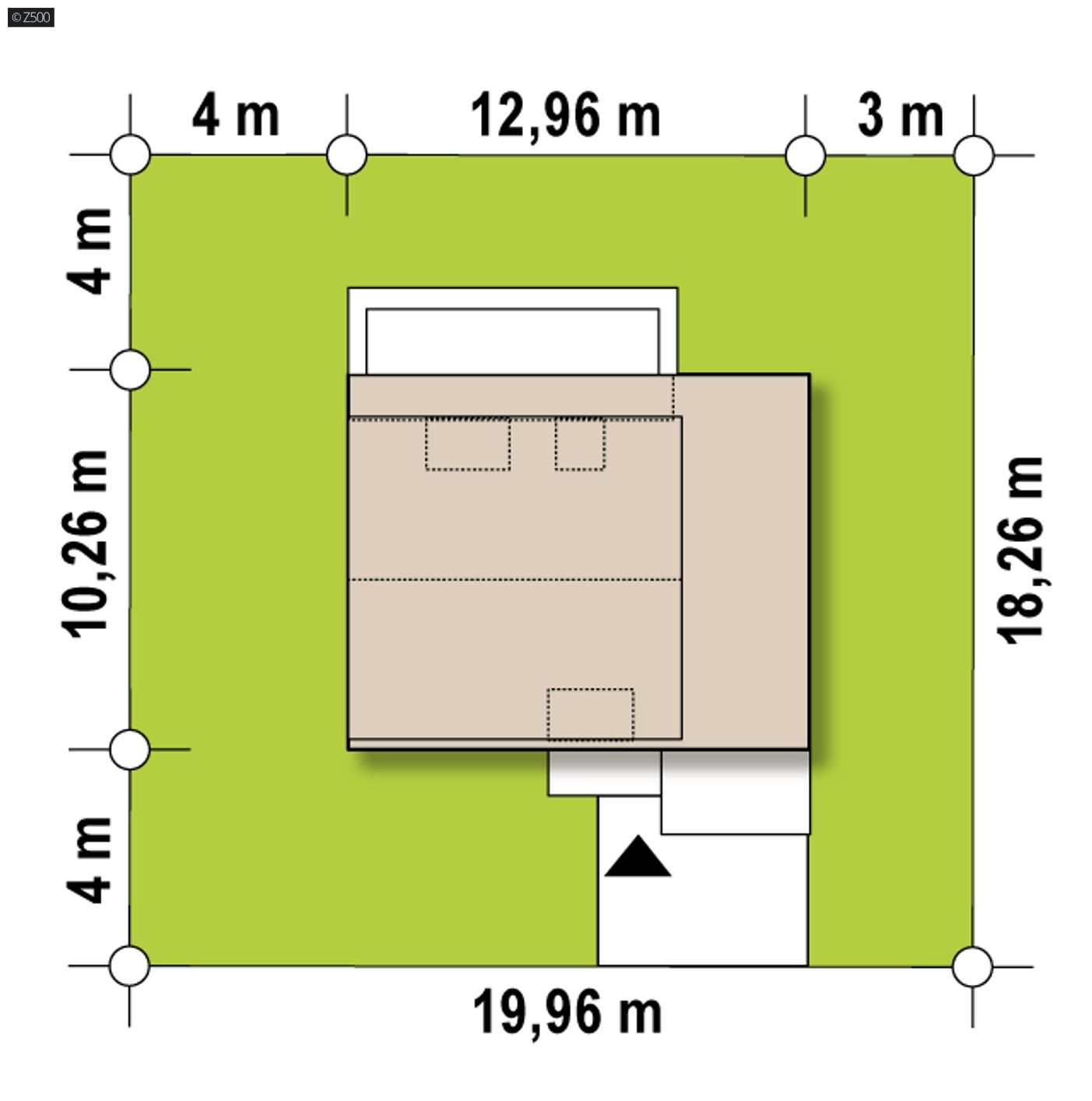 Gotowy projekt domu  - Dom z poddaszem użytkowym, garażem oraz dużym tarasem na piętrze.