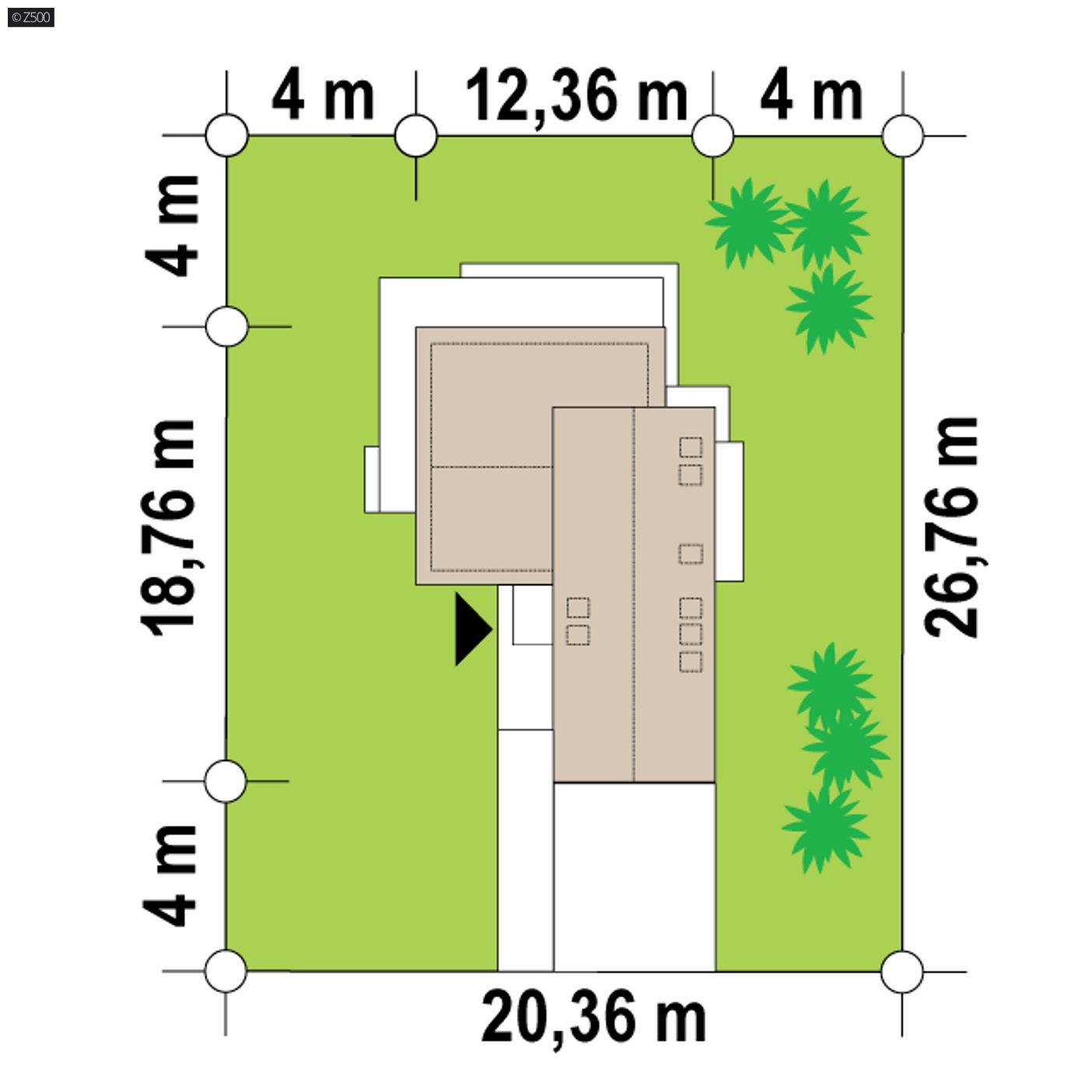 Gotowy projekt domu  - Dom z poddaszem, dachem dwuspadowym i płaskim oraz garażem dwustanowiskowym.