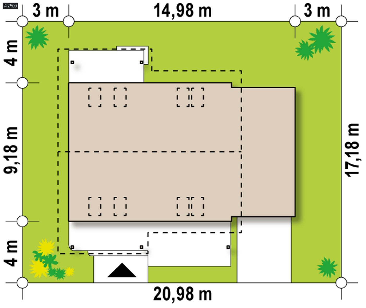 Home project  - Dom ze strefą dzienną od frontu. Dach dwuspadowy i atrakcyjny taras nad garażem