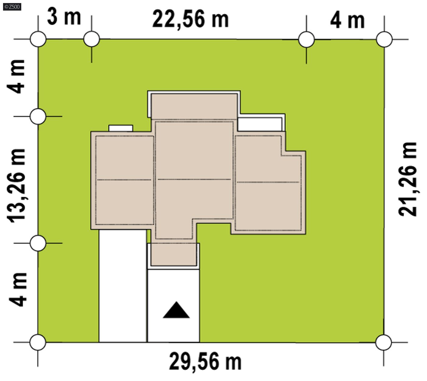 Home project  - Parterowy dom, z płaskim dachem, zadaszonym tarasem i wejściem, 3 pokoje i garaż