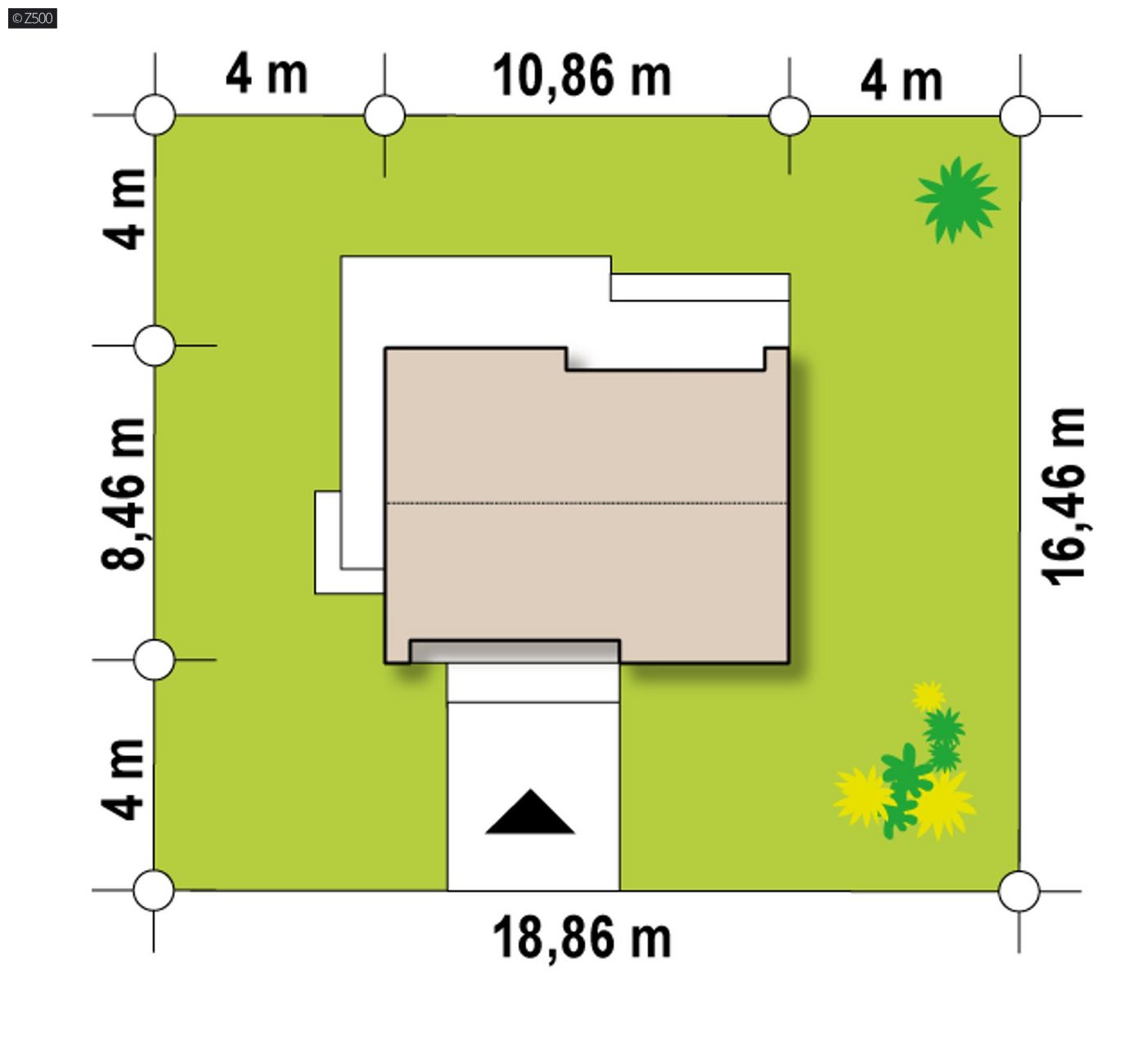 Namo projektas  - 60m2 ploto vieno aukšto namas su dvišlaičiu stogu