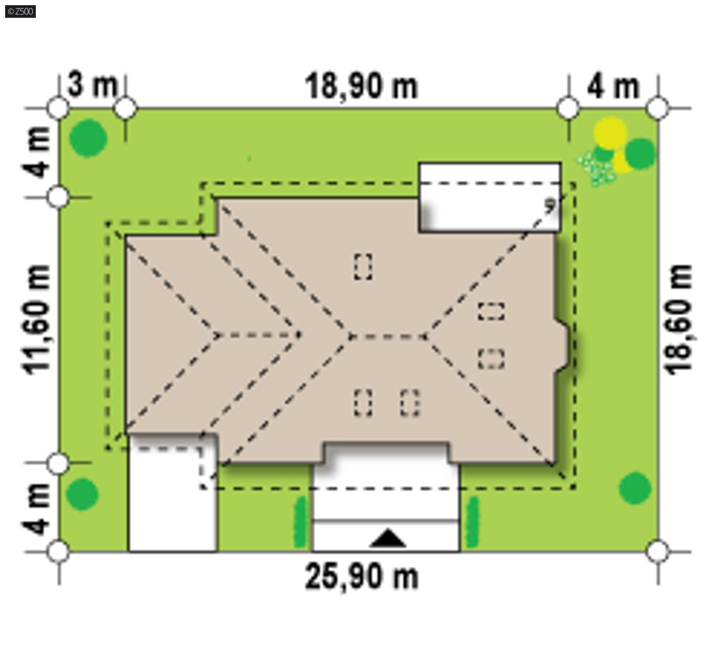 Home project  - z garażem po lewej stronie, szkielet drewniany
