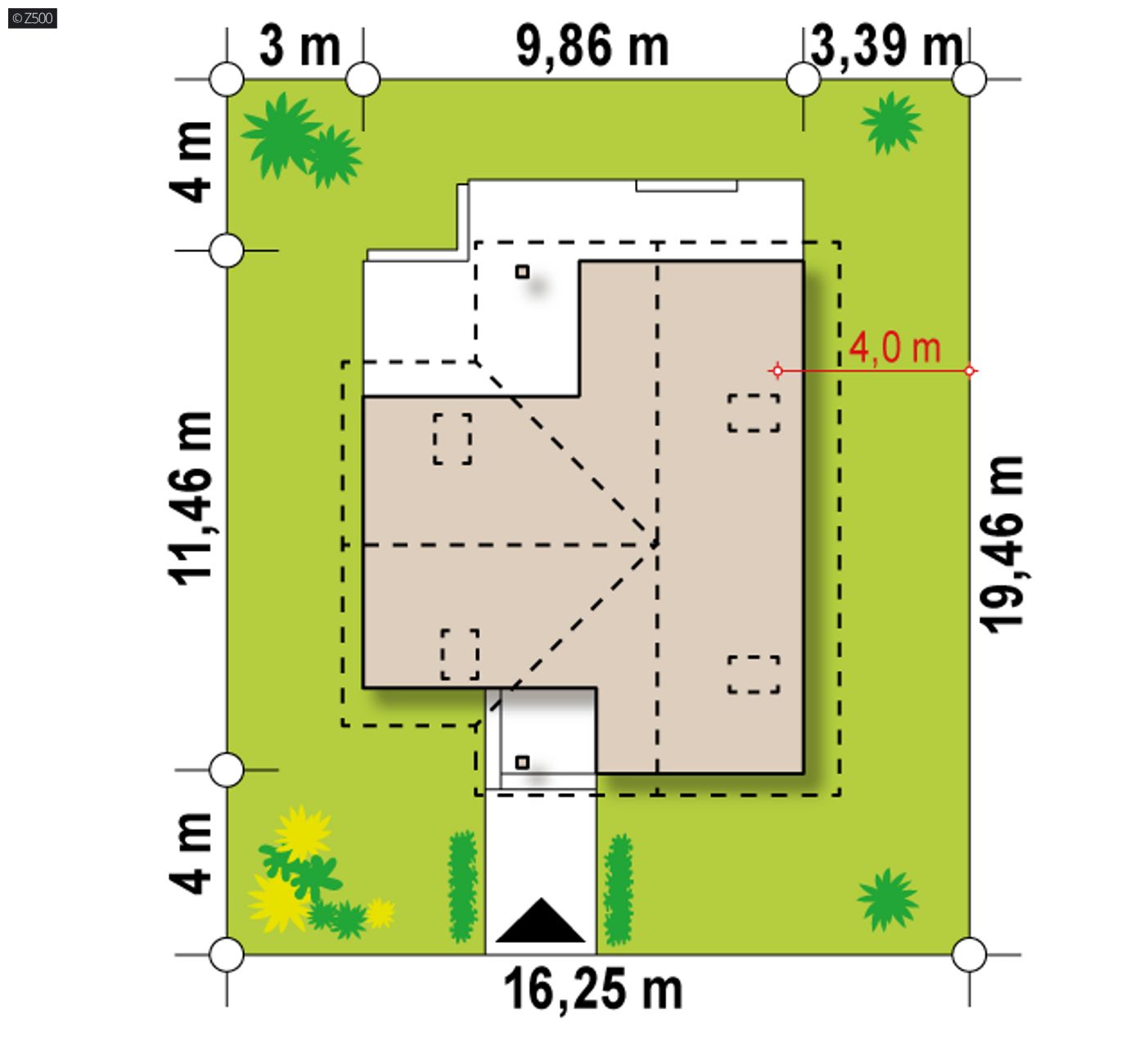 Home project  - Projekt domu na wąską działkę, z pokojem na parterze i kuchnią od ogrodu.