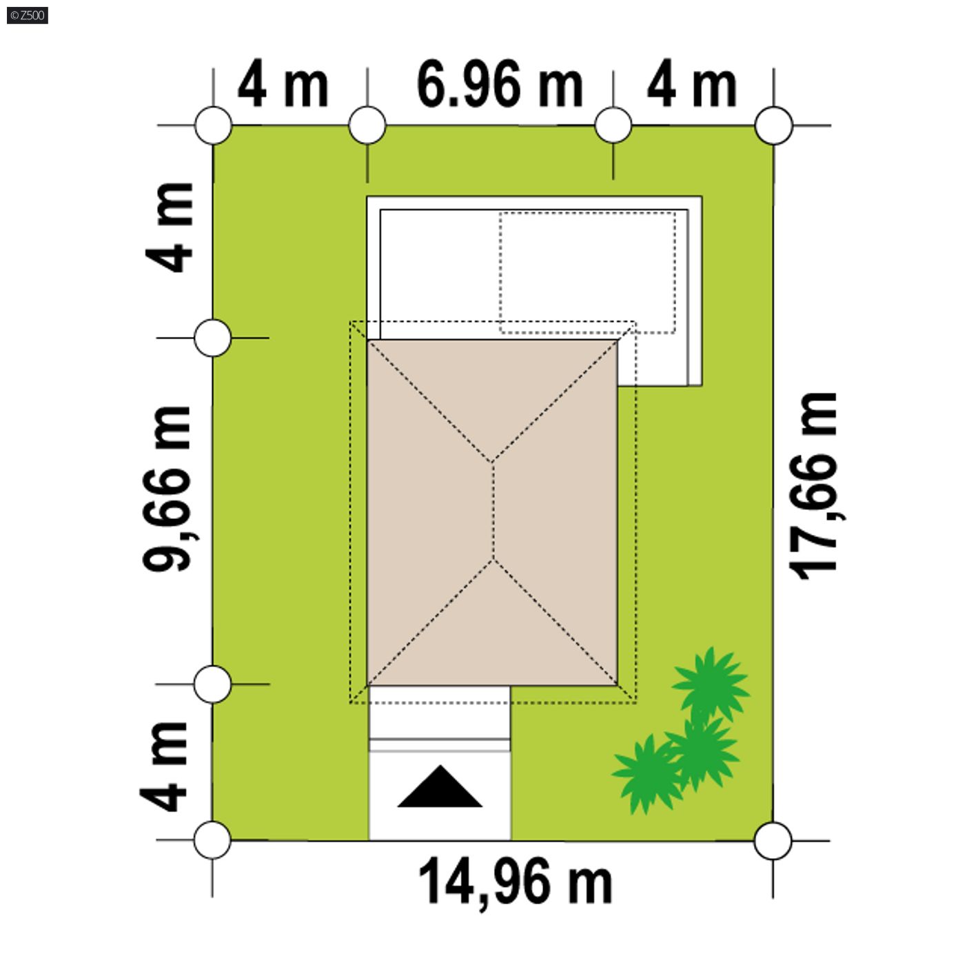 Gotowy projekt domu  - Piętrowy dom z 3 pokojami na piętrze. Tani w budowie na wąską działkę.