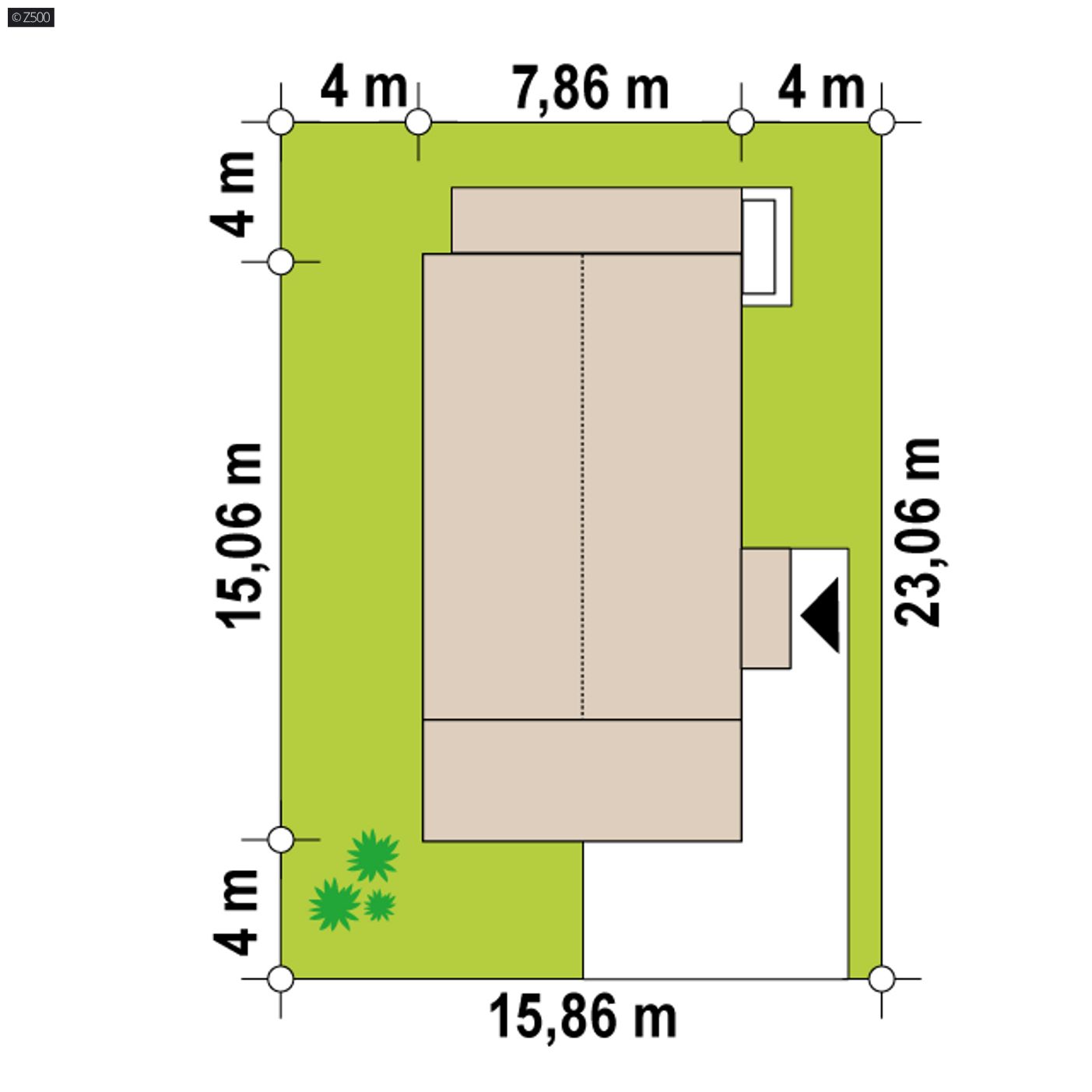 Gotowy projekt domu  - Prosty parterowy dom, tani w budowie w stylu skandynawskim, 2 pokoje, garaż.