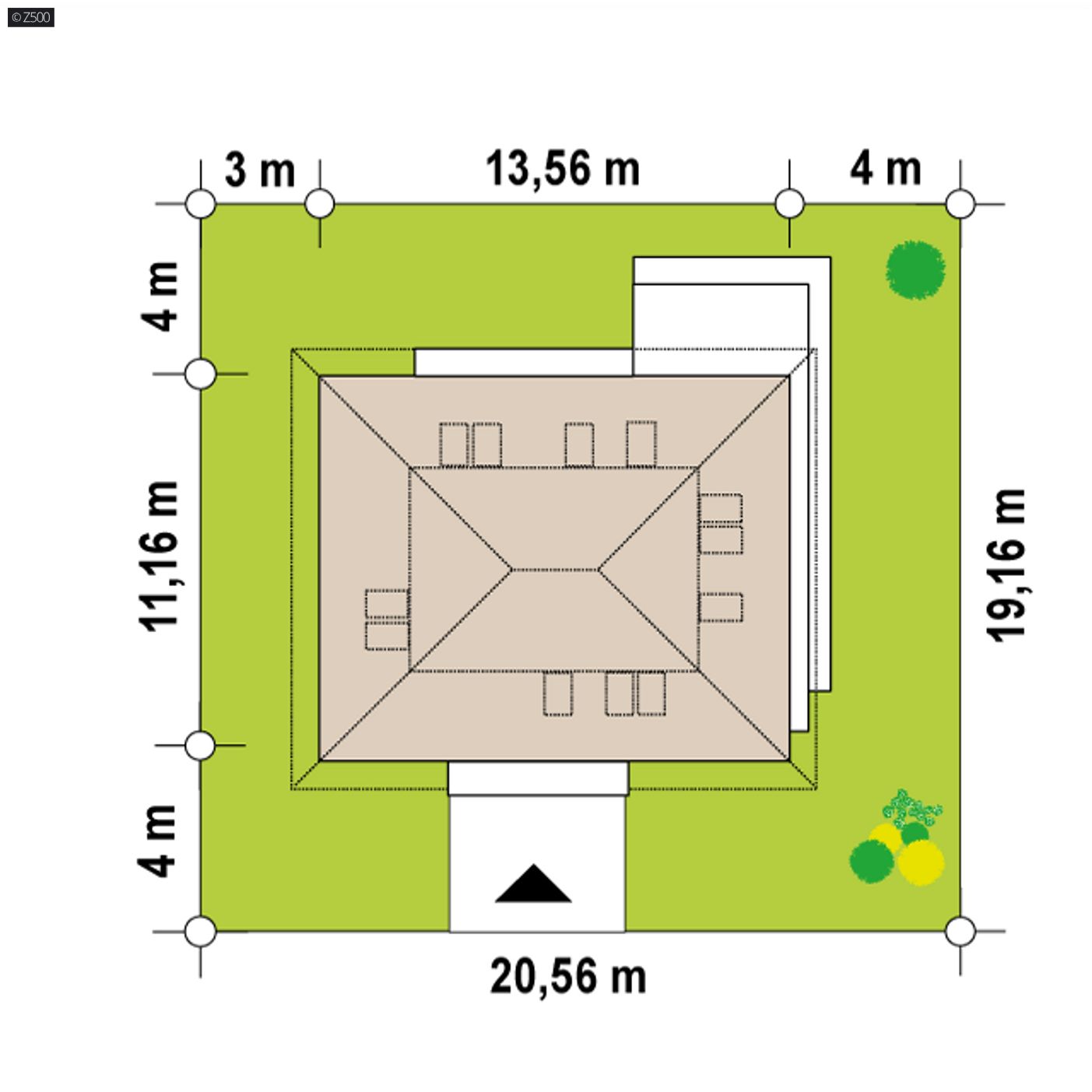 Gotowy projekt domu  - Parterowy dom z poddaszem użytkowym, garażem oraz dachem kopertowym.