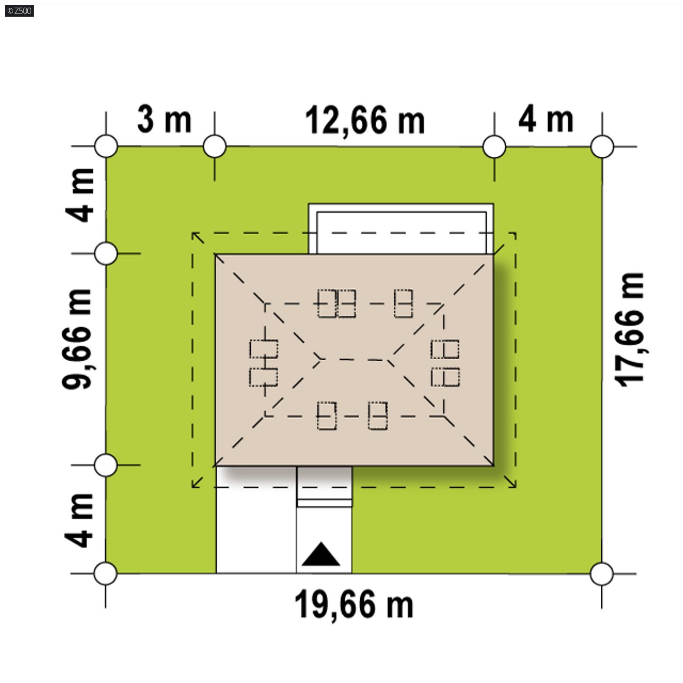 Gotowy projekt domu  - Dom z poddaszem, czterema pokojami i garażem