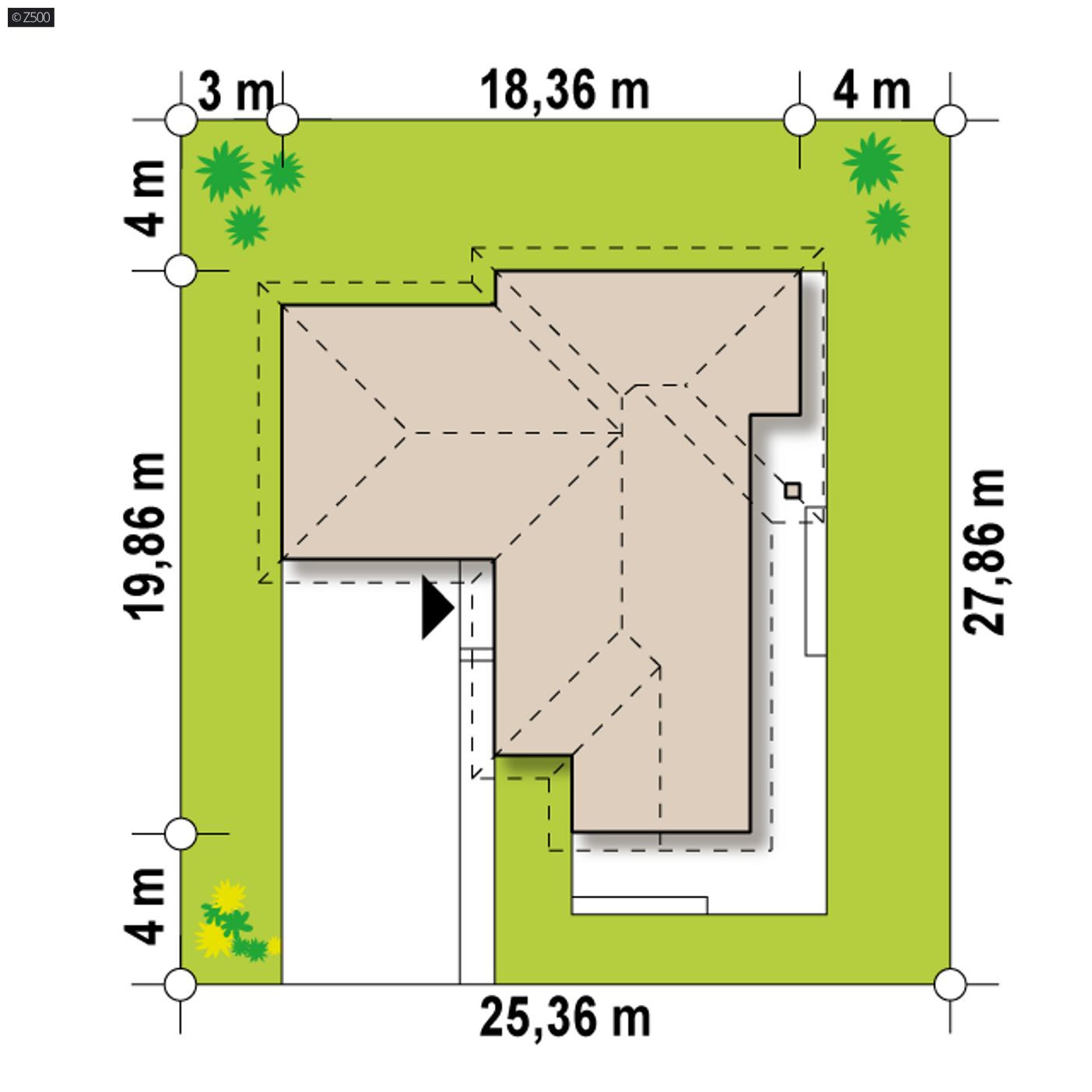 Gotowy projekt domu  - Parterowy dom z garażem i salonem od południa