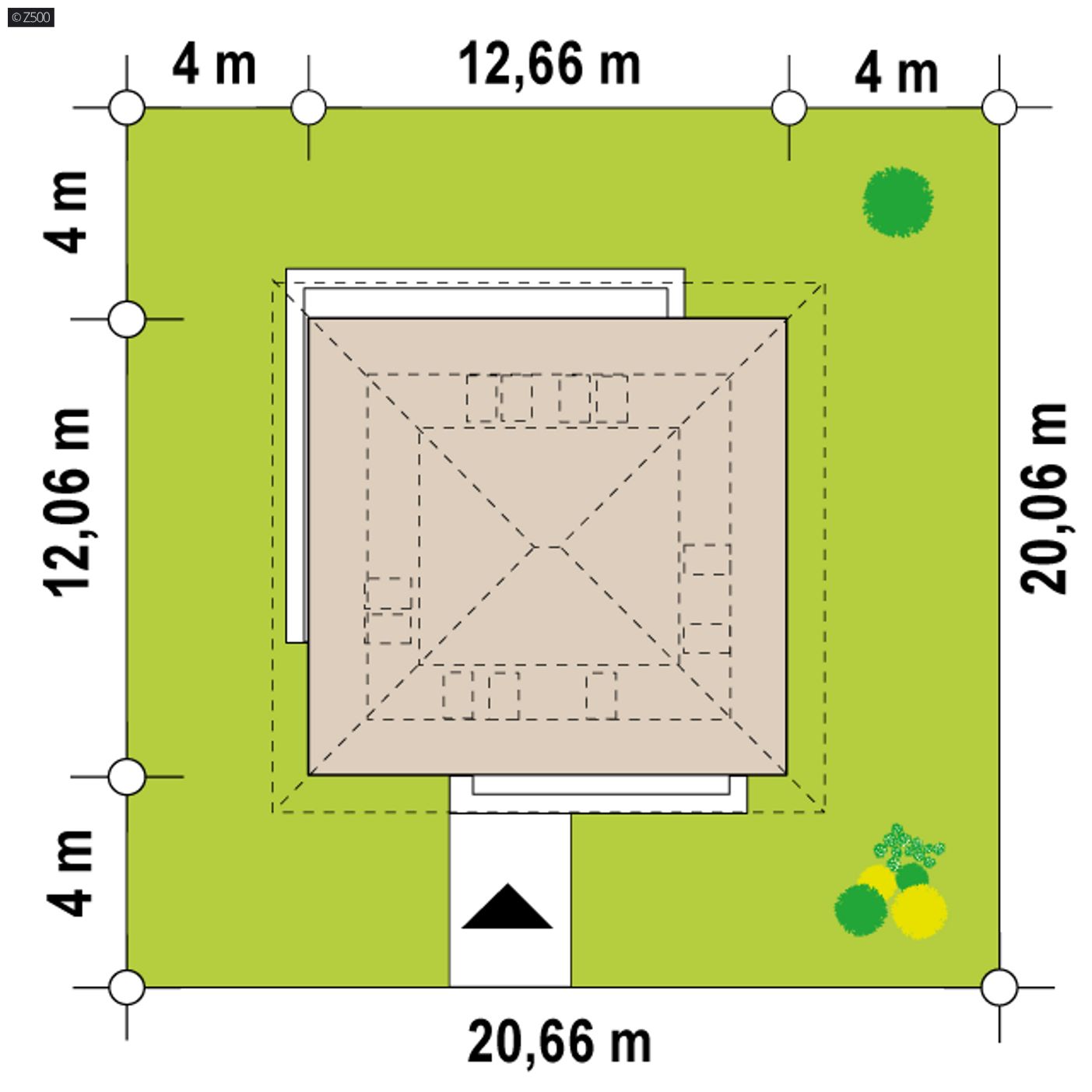 Home project  - Dom z poddaszem uzytkowym, dachem kopertowym i garażem jednostanowiskowym.