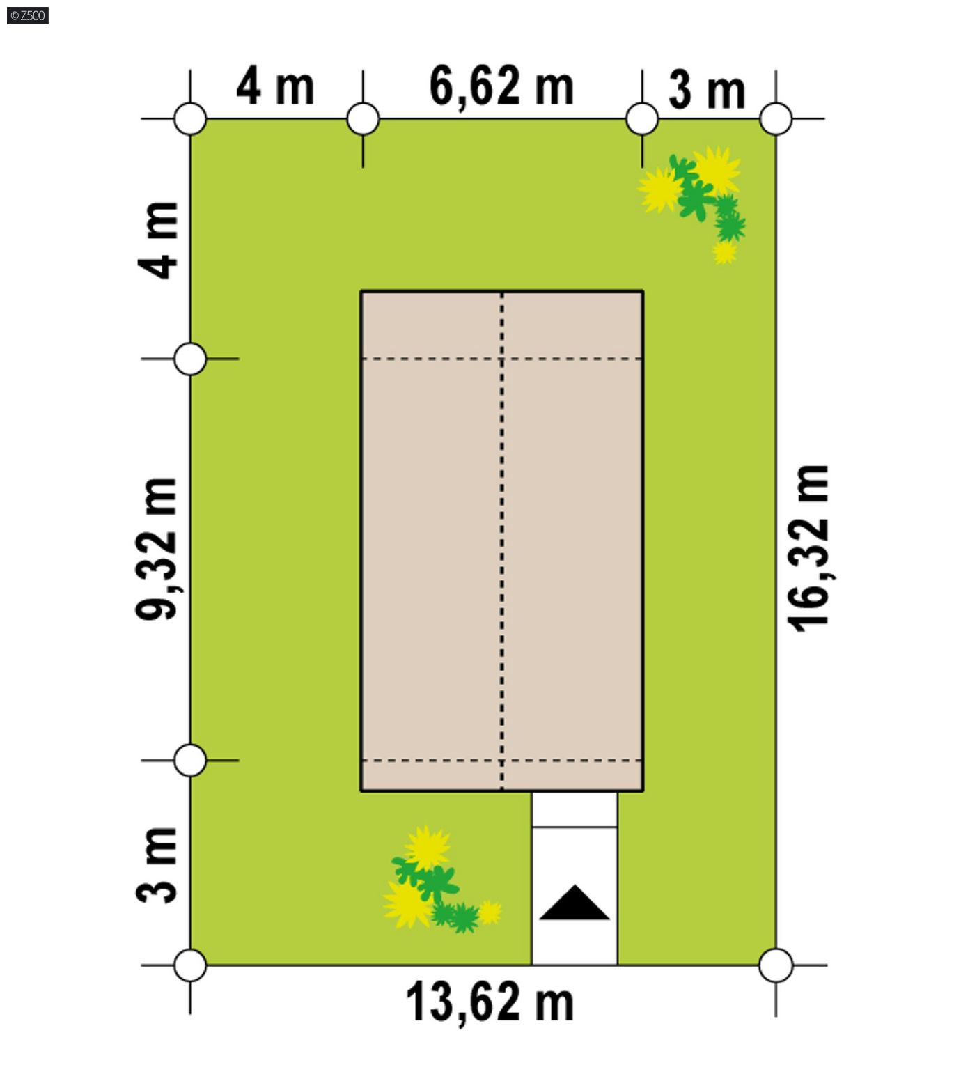 Mājas projekts  - Dom o powierzchni 47m2 z dachem 2-spadowym i jedną sypialnią.