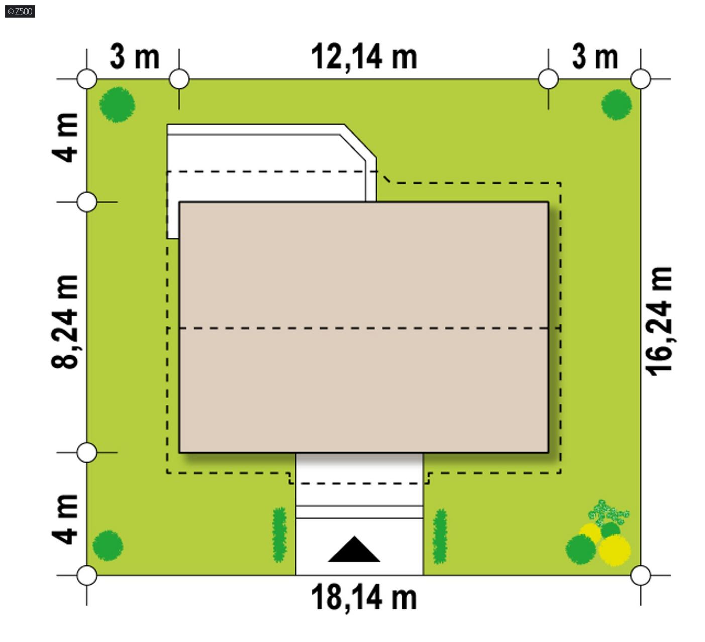 Mājas projekts  - Vienstāvu māja no saliekamiem paneļiem - Z454 Real Green