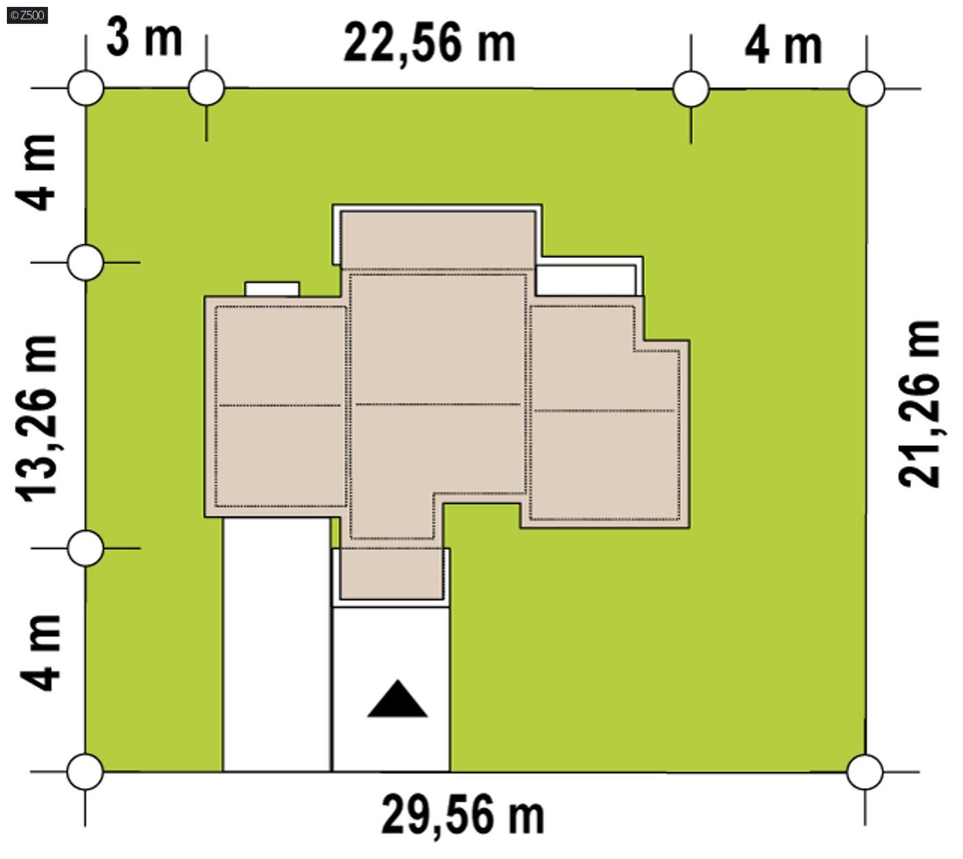 Mājas projekts  - Vienstāvu mājas projekts ar plakanu jumtu, pārklātu terasi un garāžu - Zx169