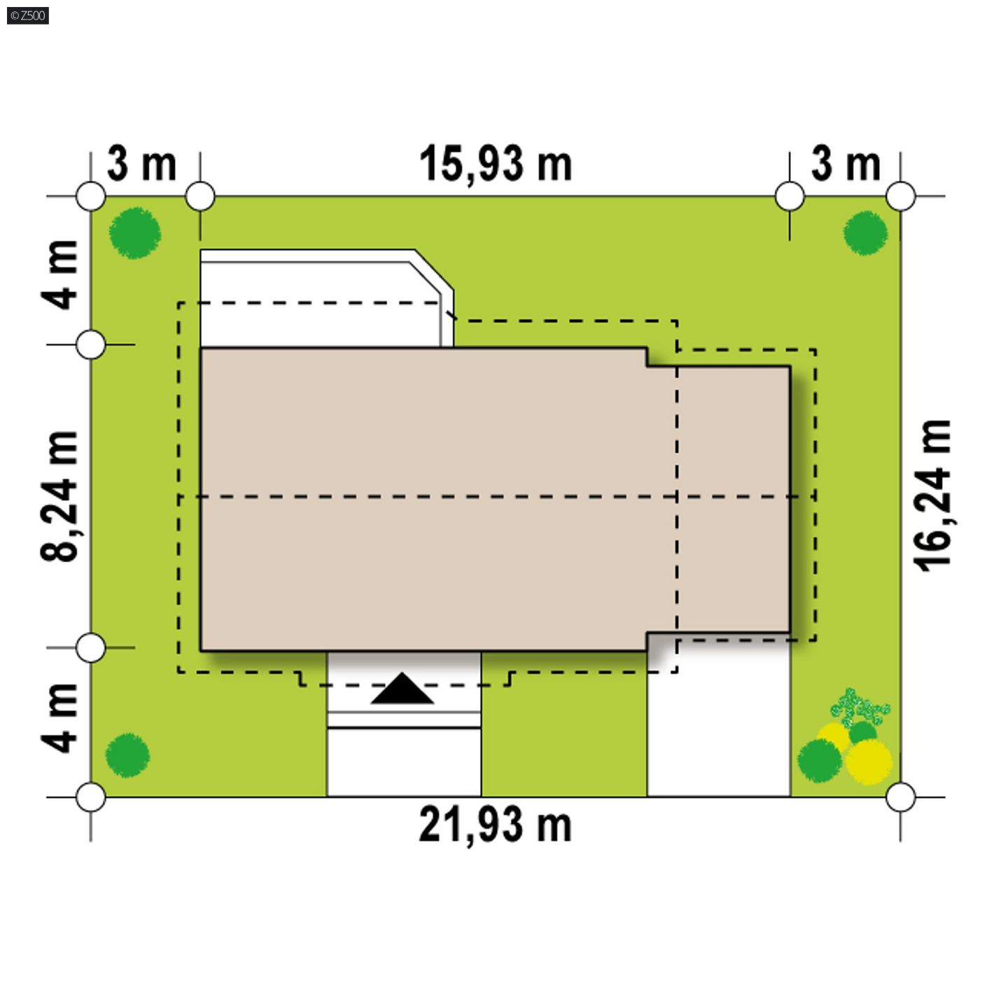 Mājas projekts  - Gatavs vienstāvu mājas projekts - Z454  GP Real Green