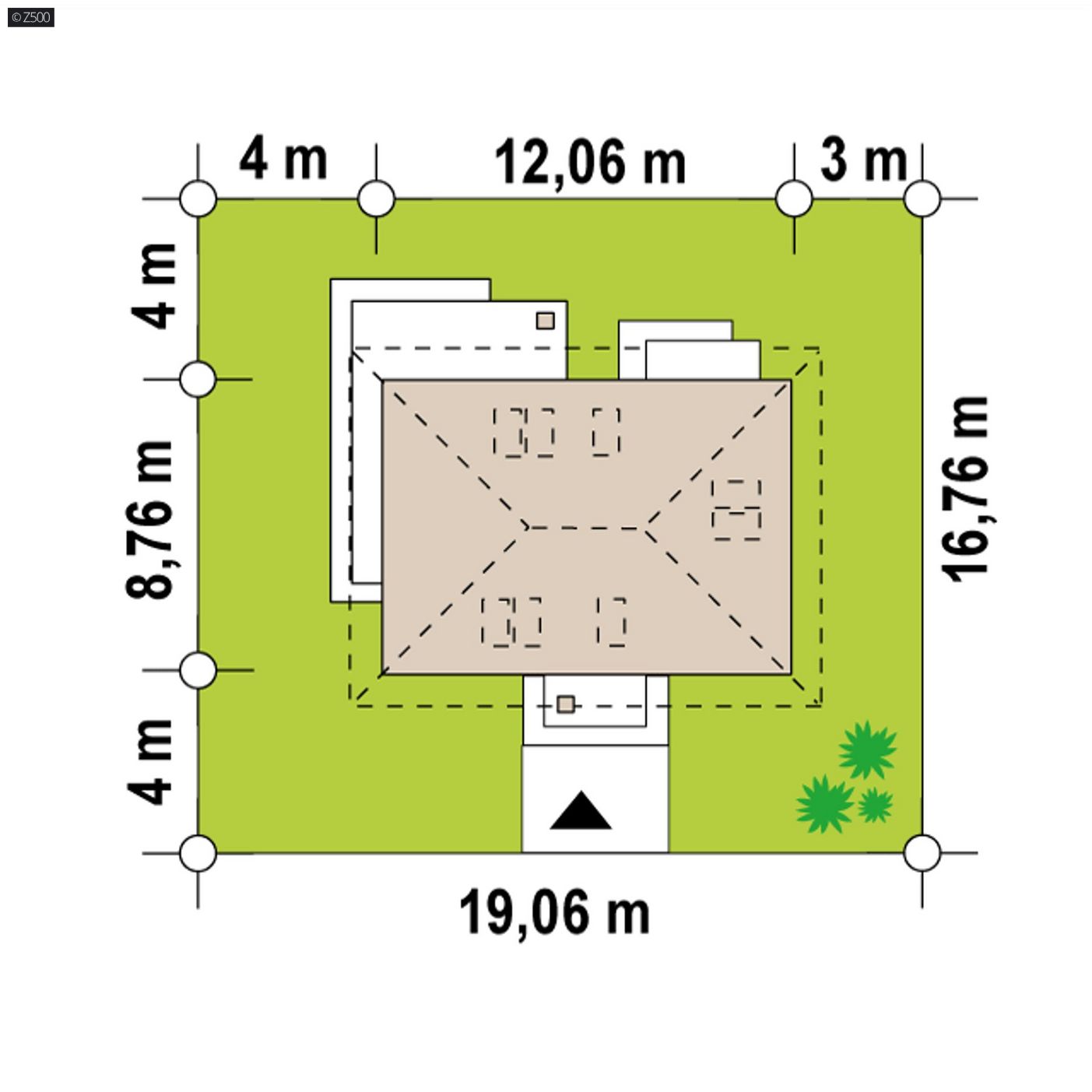 Mājas projekts  - Vienstāvu mājas projekts ar mansardu - Z479