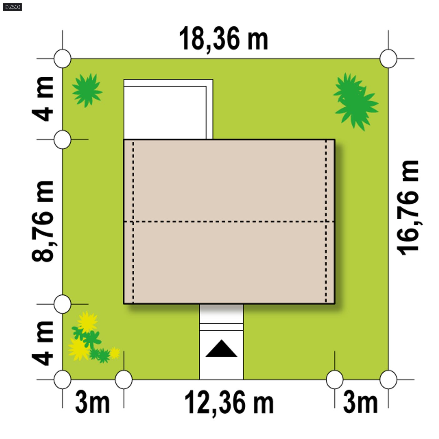 Gotowy projekt domu  - Nowoczesny parterowy dom z 3 pokojami, salonem, jadalnią, kuchnią i łazienką