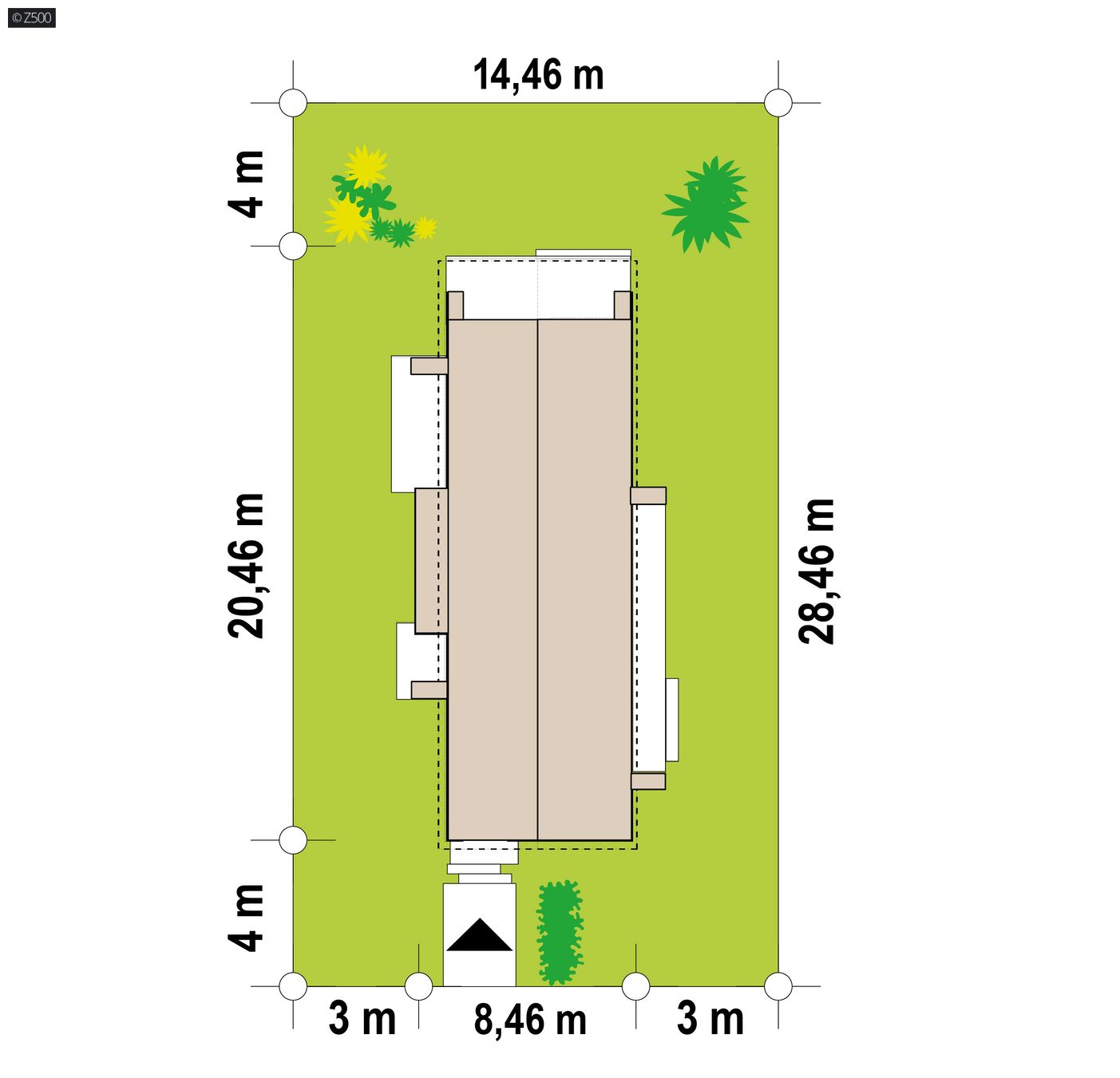 Home project  - Projekt energoszczędnego domu na wąską działkę z dużymi przeszkleniami od ogrodu