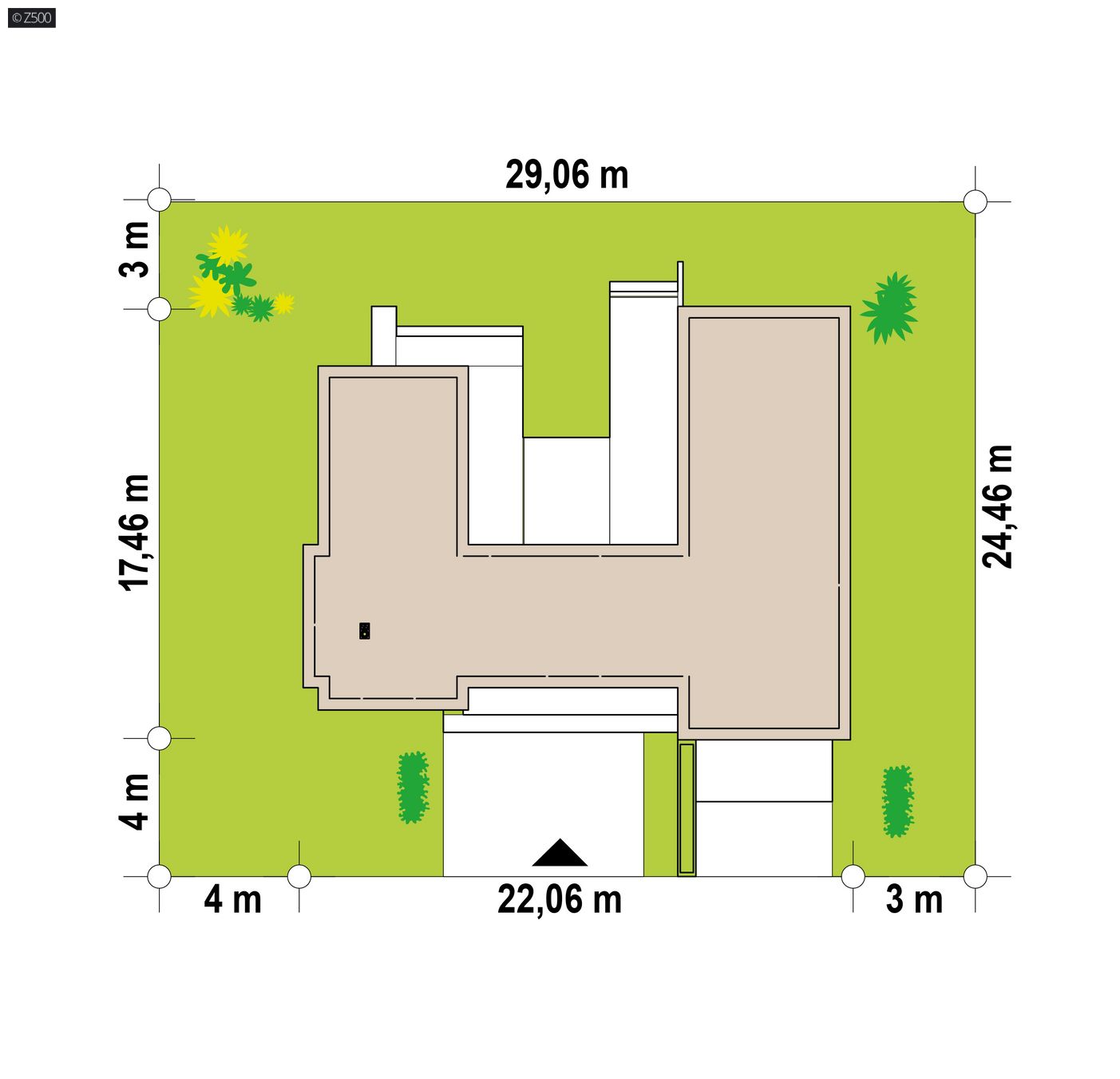 Home project  - Dom piętrowy z płaskim dachem, dużymi tarasami, przeszkleniami i garażem.