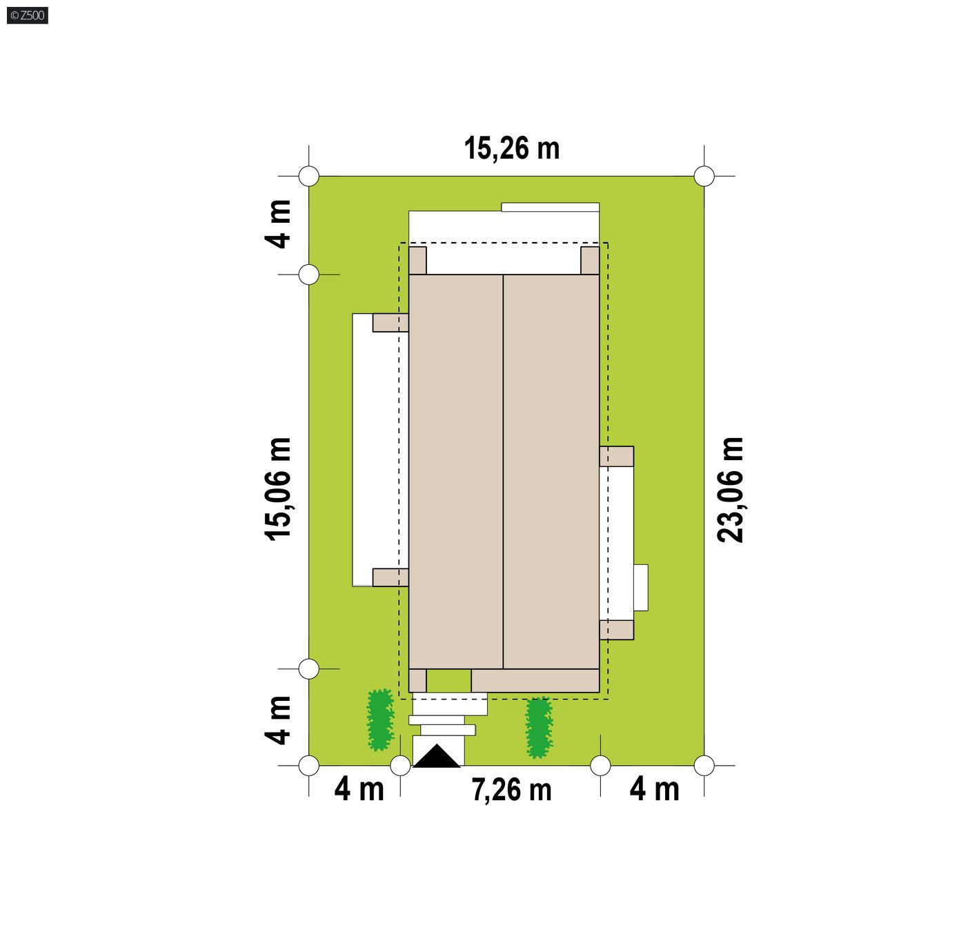 Home project  - Dom na wąską działkę z poddaszem użytkowym z dużym salonem i tarasem bocznym
