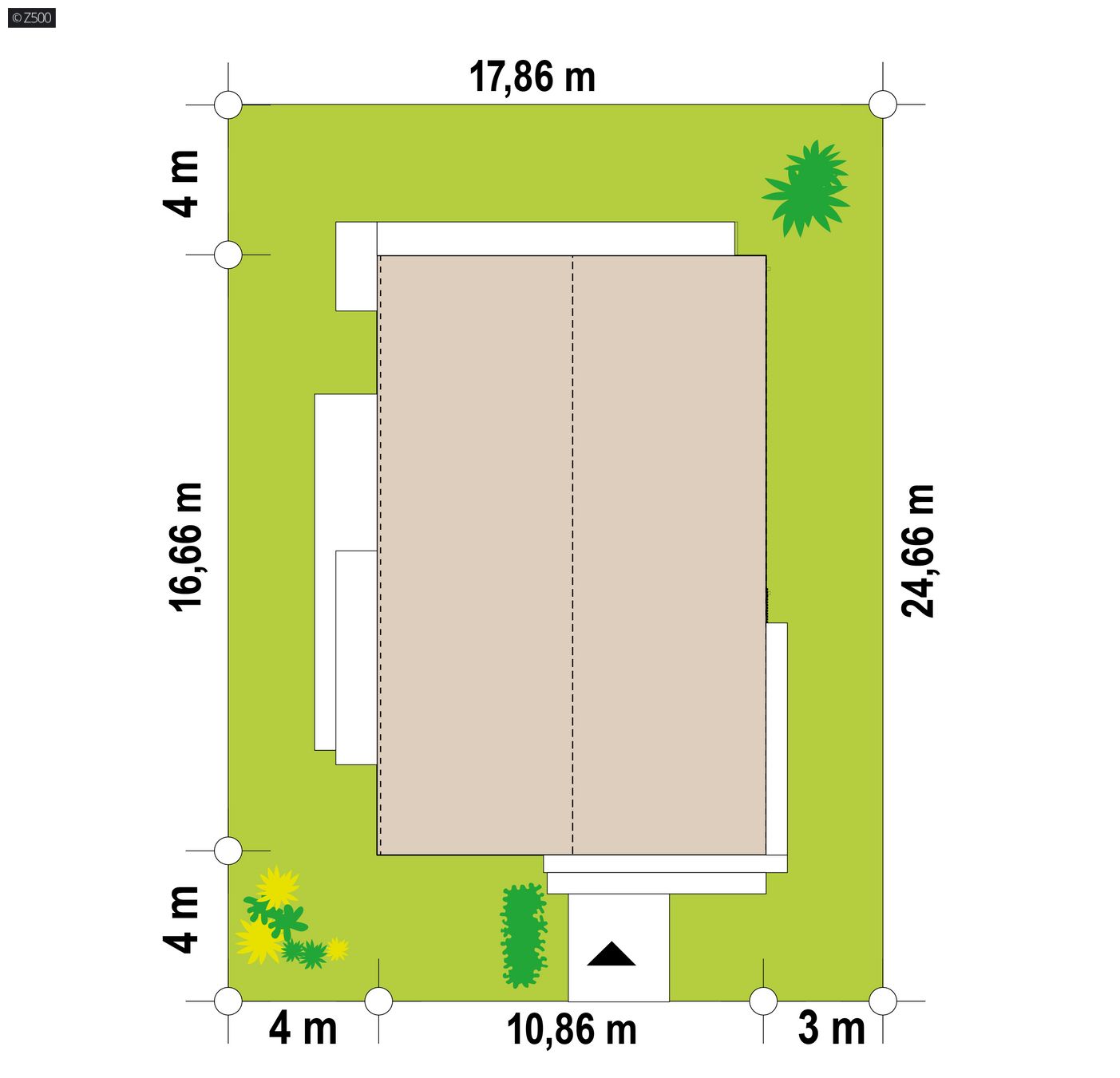 Home project  - Parterowy dom z dachem dwuspadowym oraz prostopadłą kalenicą.