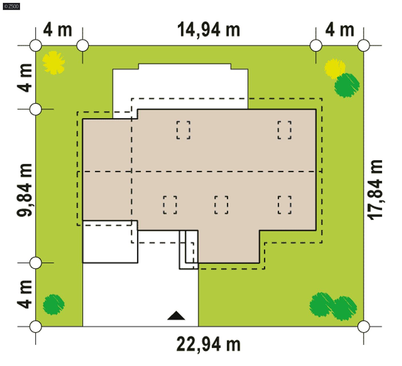 Home project  - z garażem po lewej stronie i zabudowanym gankiem