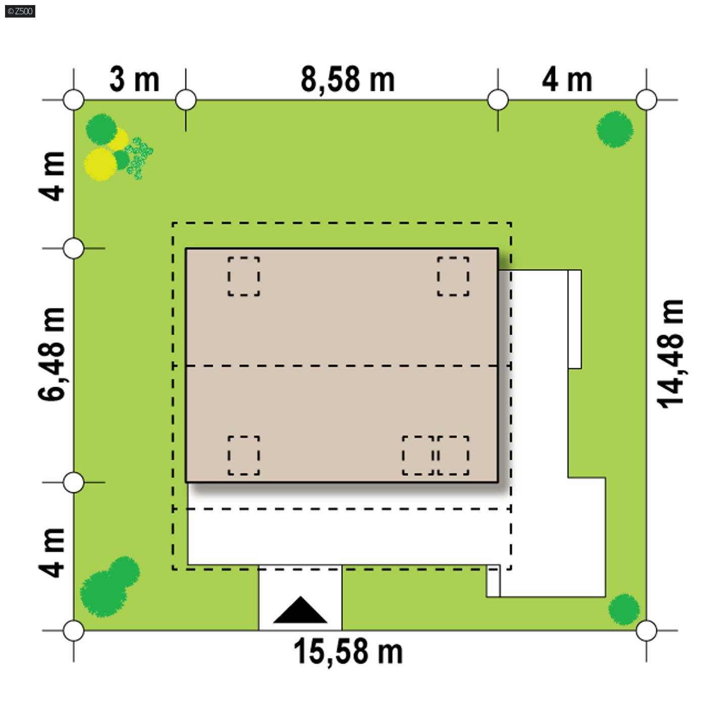 Home project  - Mały, przytulny dom z poddaszem, werandą od frontu, przekryty dachem dwuspadowym