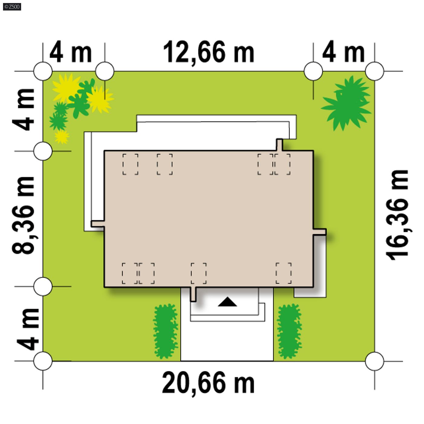 Gotowy projekt domu  - Dom z poddaszem do adaptacji, dachem bez okapów i dużymi przeszkleniami.